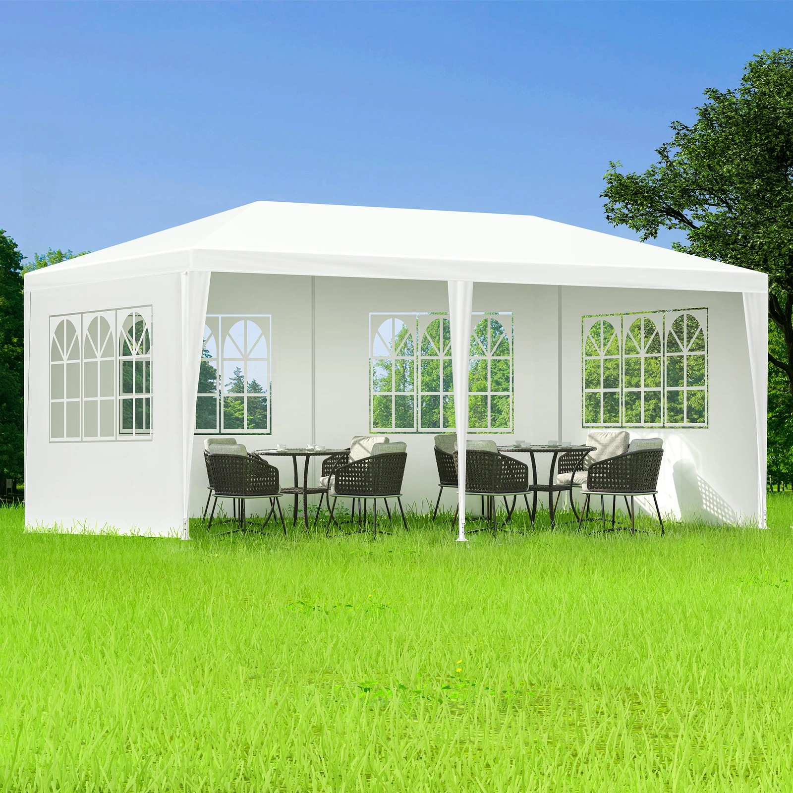 2 Alfordson Gazebo Outdoor Marquee Party Tent Camping Portable Side Wall 3x6m - White, 2 of 7