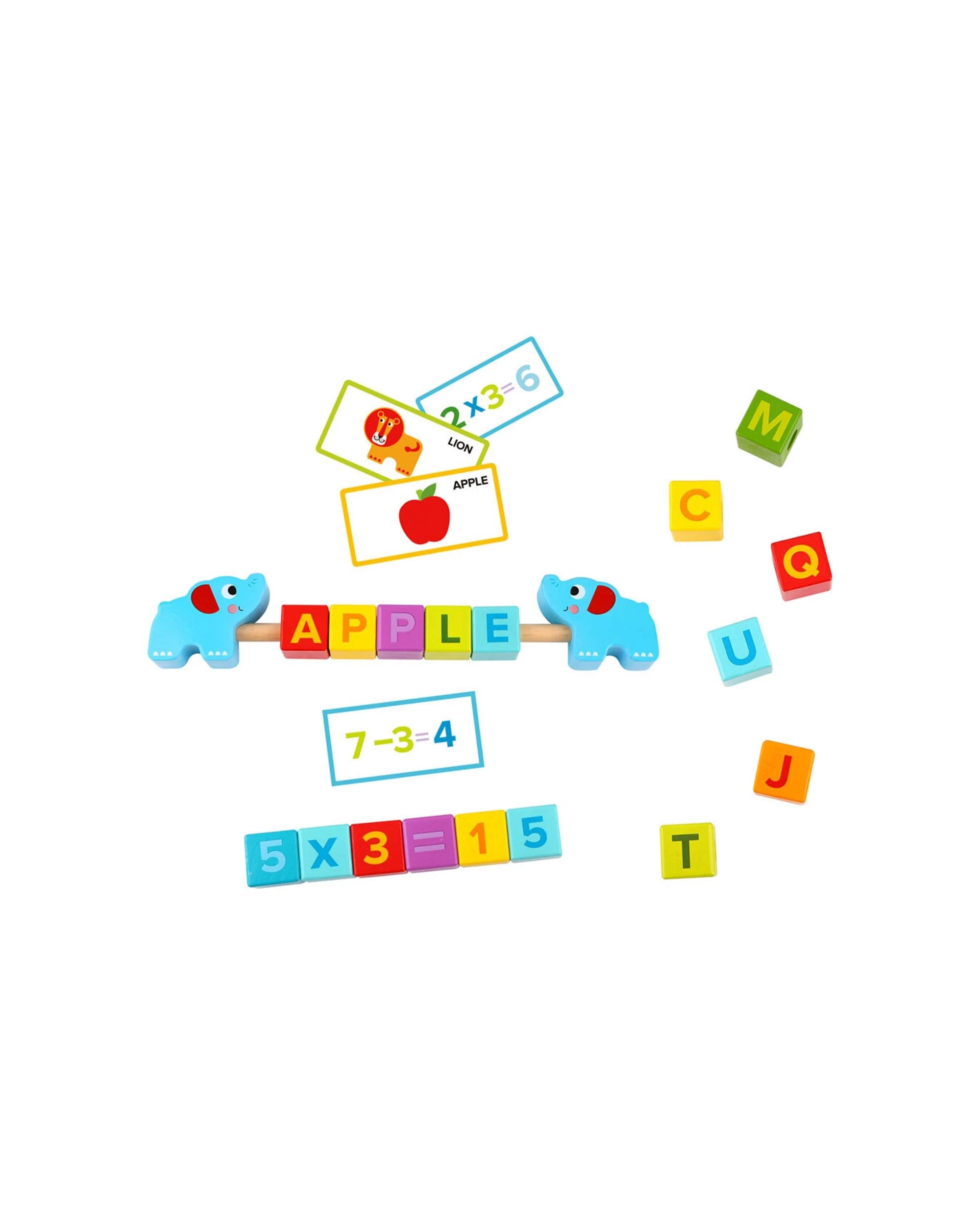 3 Tooky Toy 40pc Learning Wooden Building Blocks Letters Numbers Kids Educational - Multi, 3 of 4