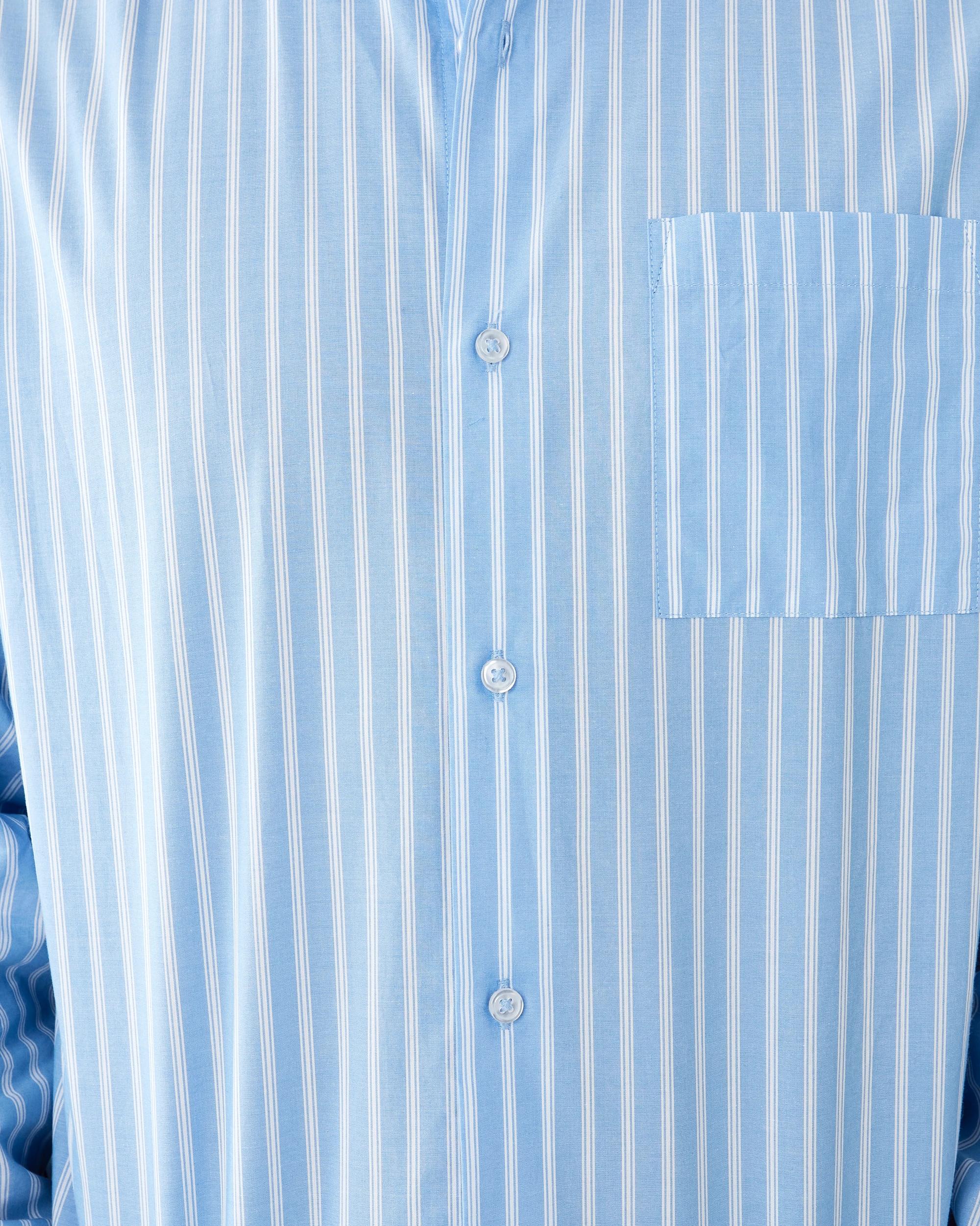 9 Long Sleeve Relaxed Poplin Shirt Blu Stripe, 9 of 10