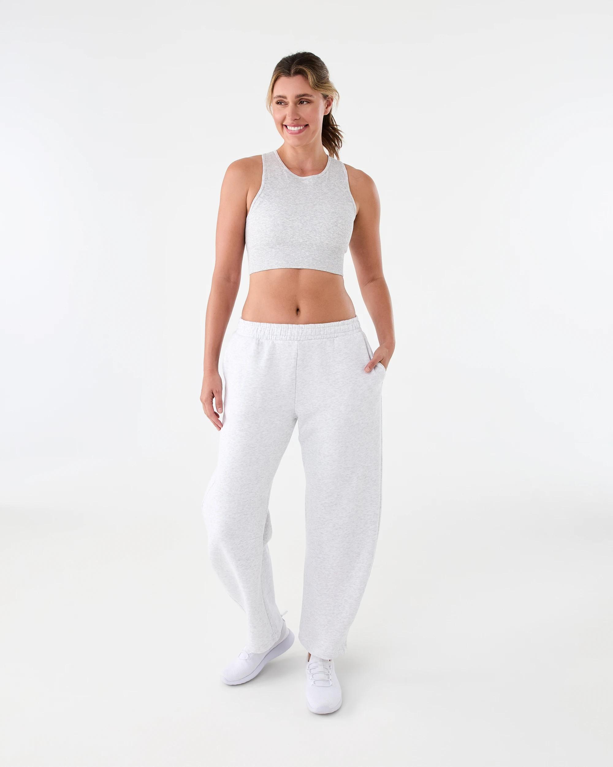 7 Active Womens Barrel Leg Fleece Trackpants Heather, 7 of 7