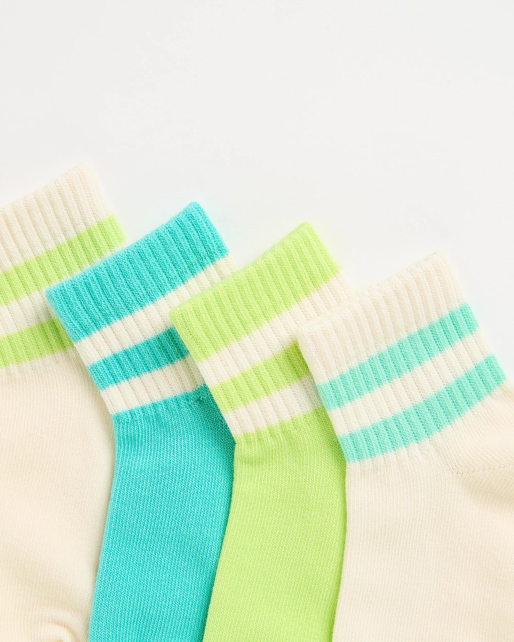 2 Maxx Australian Cotton Blend 4 Pack Boys Quarter Crew Socks FLUORO STRIPE, 2 of 3