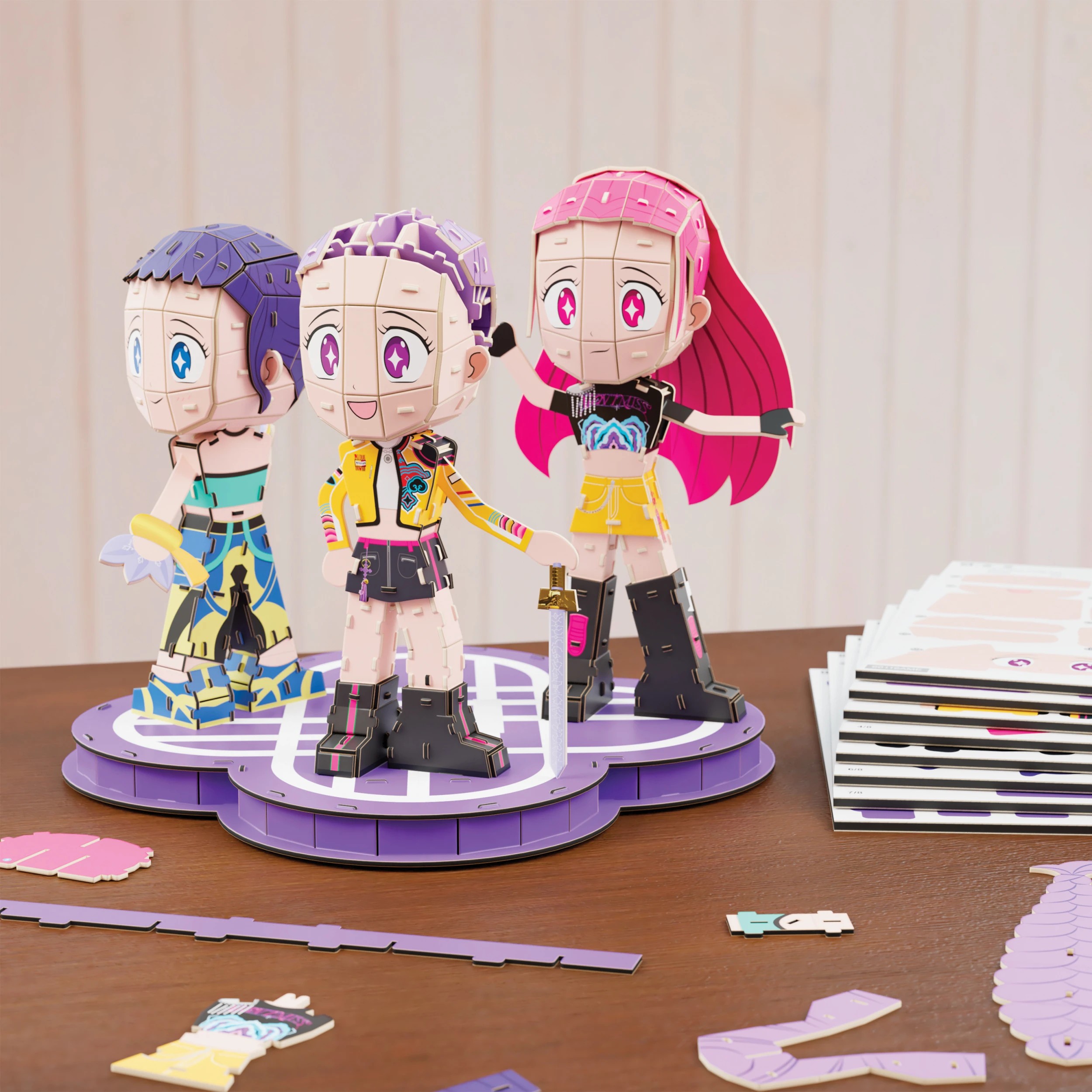 4 212 Piece KPop Demon Hunters Huntr/X Chibis 3D Puzzle Model Kit, 4 of 7
