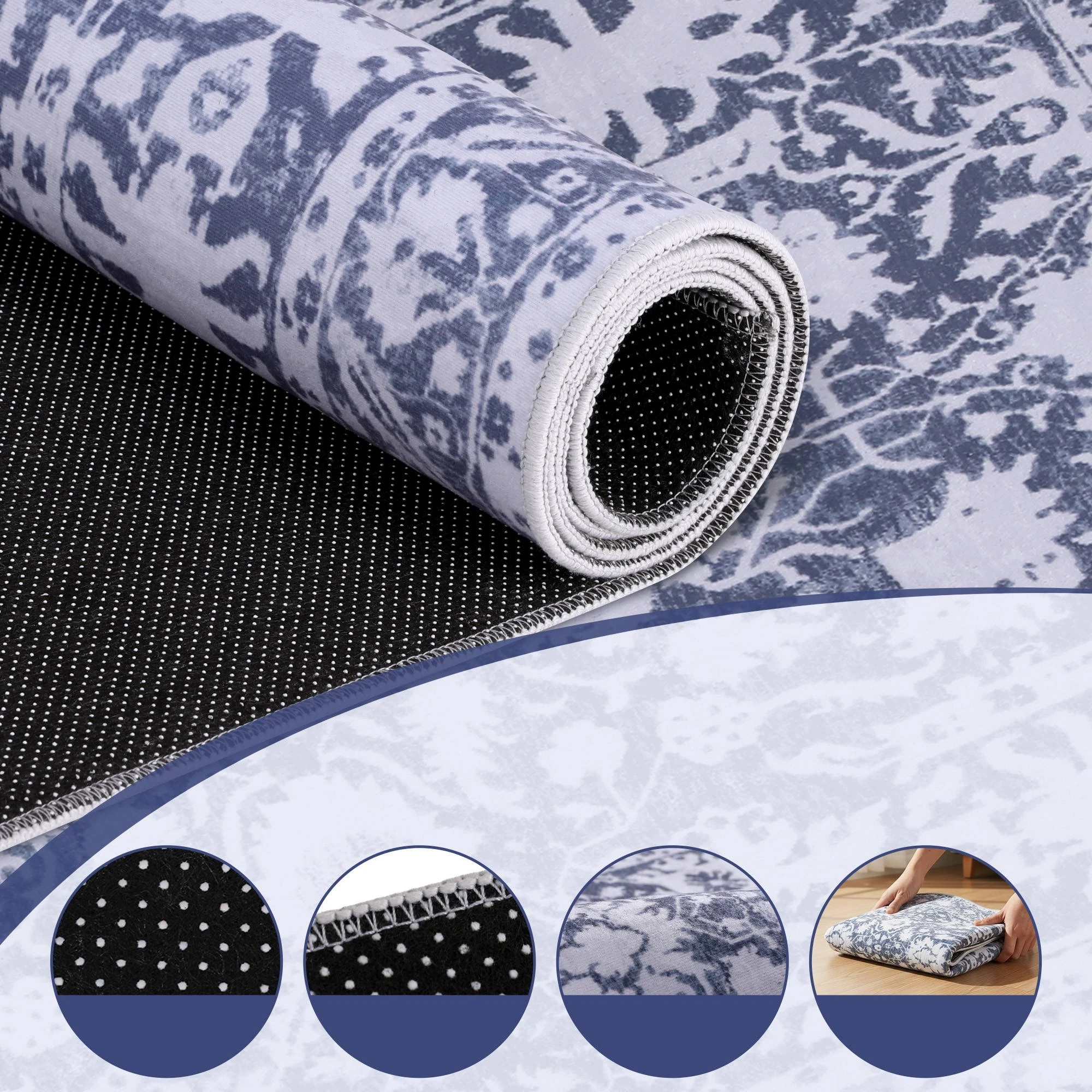 4 Artiss 60 x 180 cm Hallway Runner Rug Non-Slip Washable Water-repellent - Grey, 4 of 9