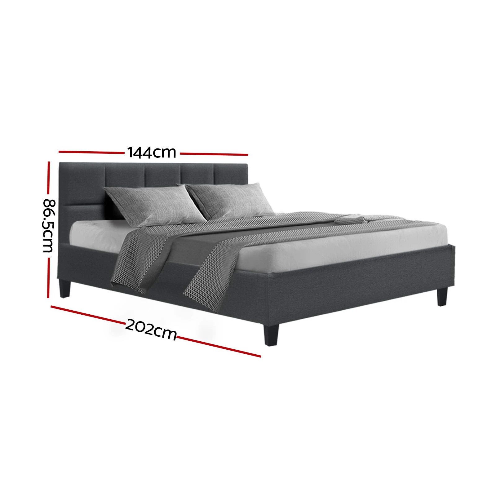 2 Artiss Bed Frame Double Size Charcoal TINO - Charcoal, 2 of 7