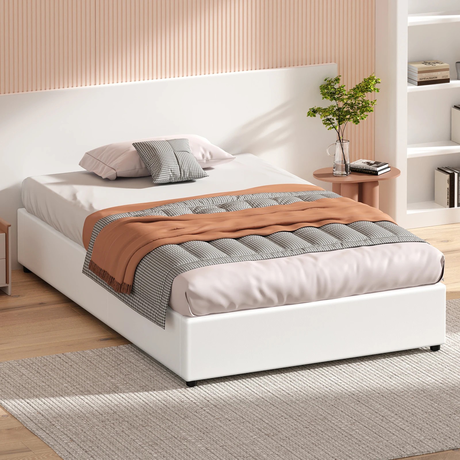 8 Alfordson Bed Frame Single Size Gas Lift Storage Mattress Base Barlow - White, 8 of 10