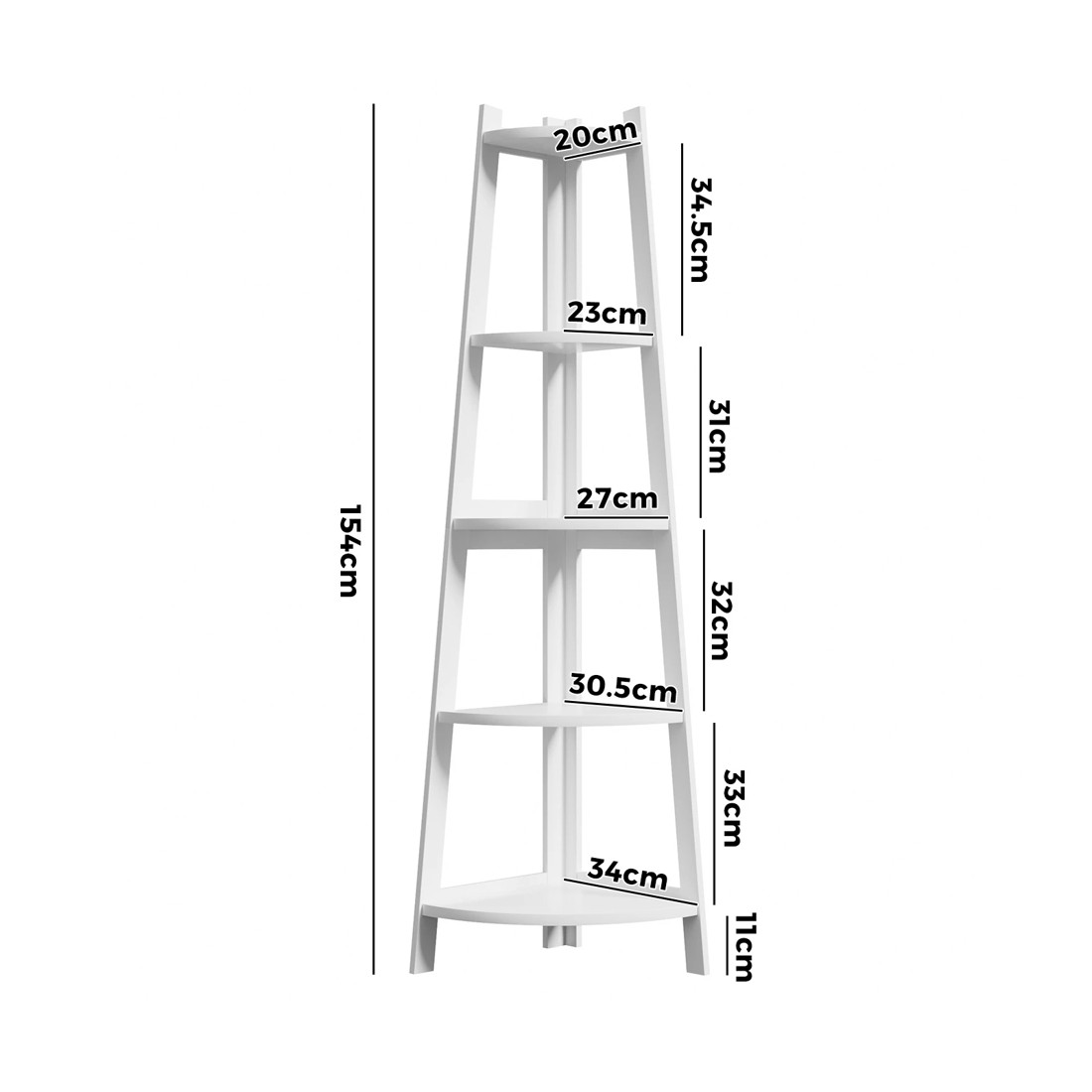 7 Oikiture Corner Ladder Shelf 5 Tier Home Storage Display Stand Bookshelf
 - White, 7 of 9