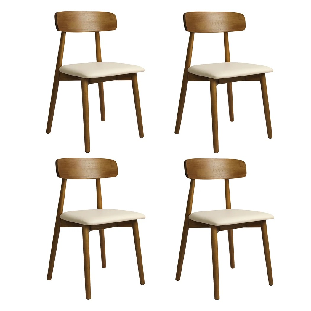 1 Levede 4pcs Dining Chairs Solid Wood in Walnut Colour, 1 of 3