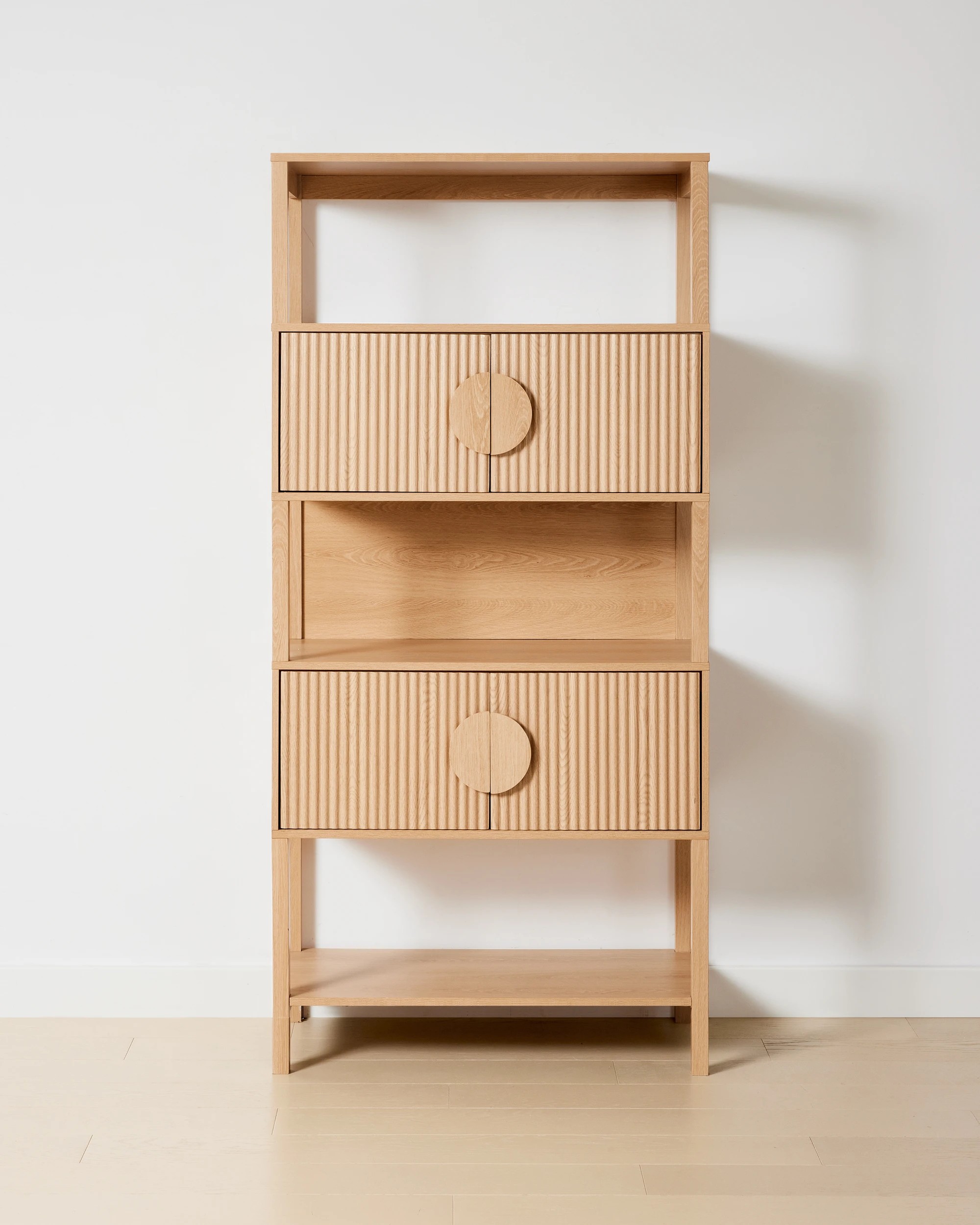 1 Ryan Tall Bookshelf with Doors - Oak, 1 of 7