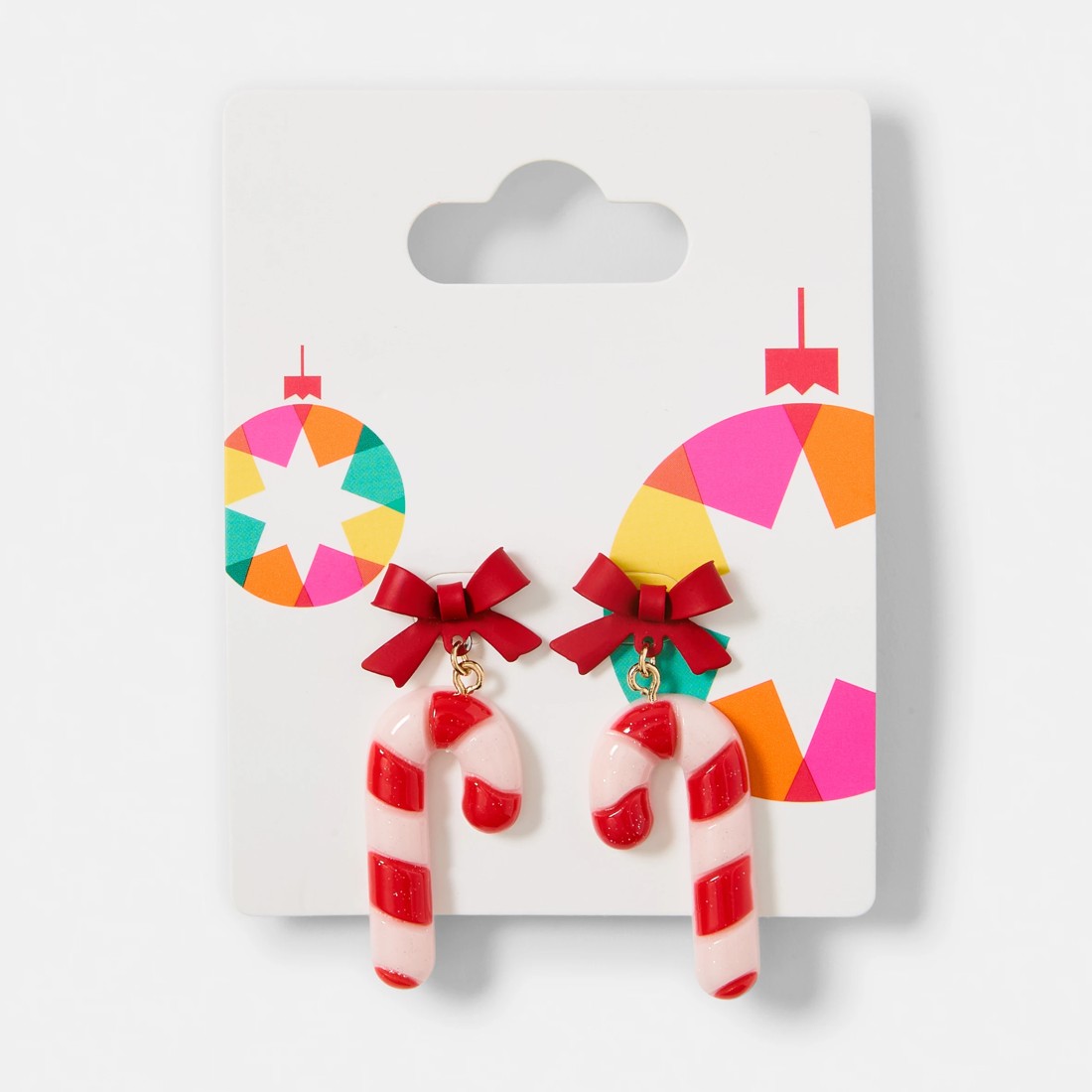 5 Christmas Candy Cane Earrings - Red, 5 of 5