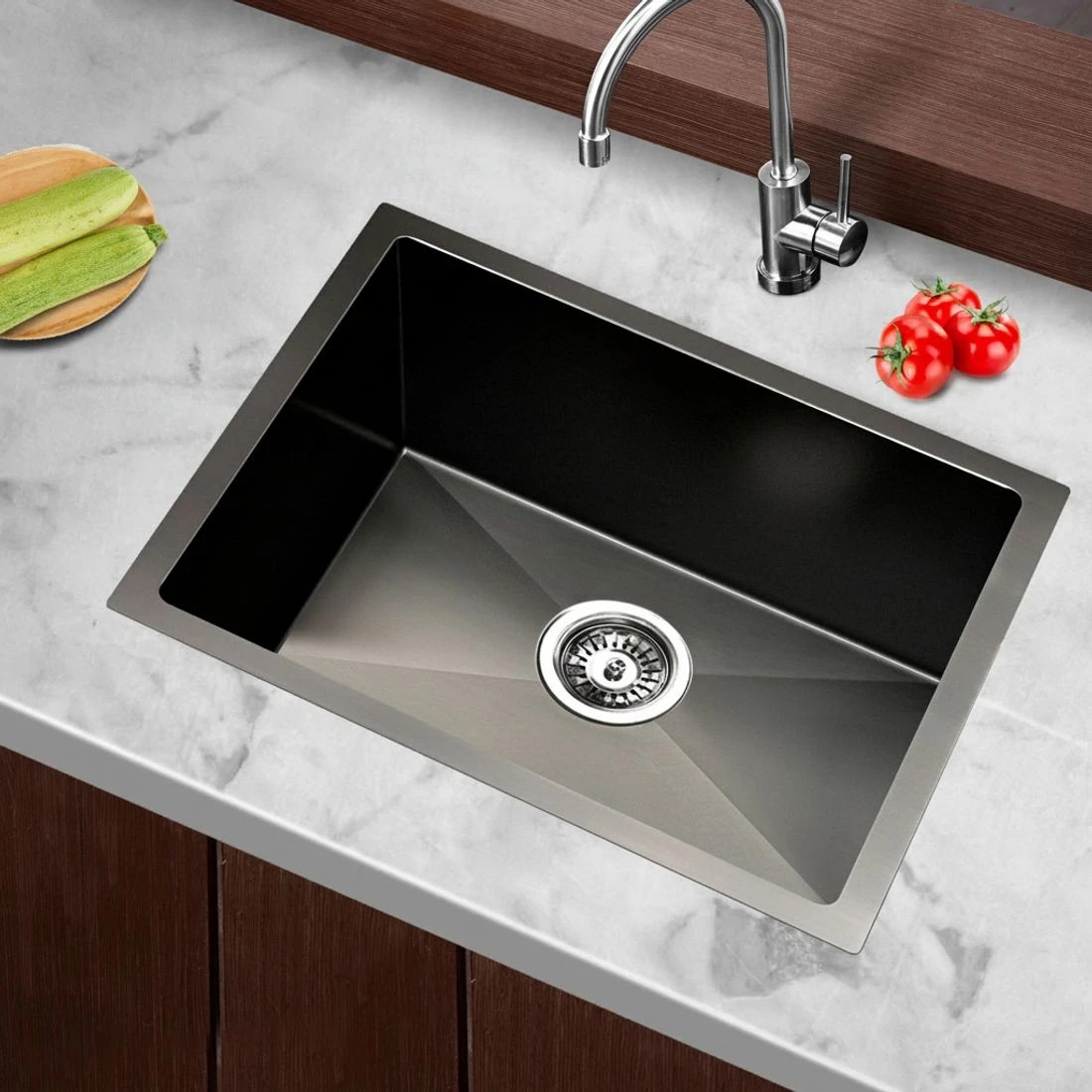 5 Cefito Kitchen Sink 45X30CM Stainless Steel Basin Single Bowl - Black, 5 of 7