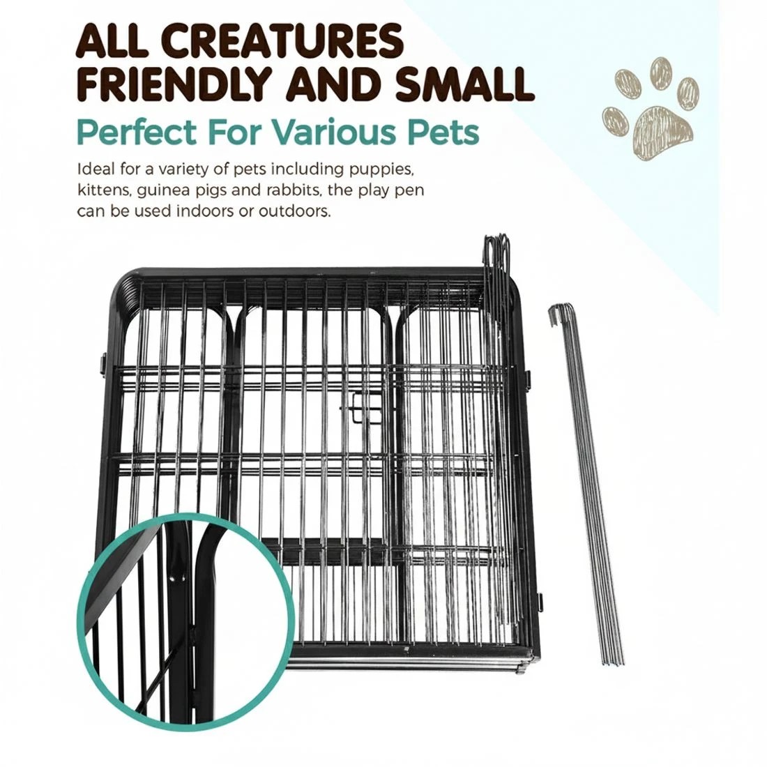 6 i.Pet 32" 8 Panel Dog Playpen Pet Exercise Cage Enclosure Fence Play Pen - Black, 6 of 7