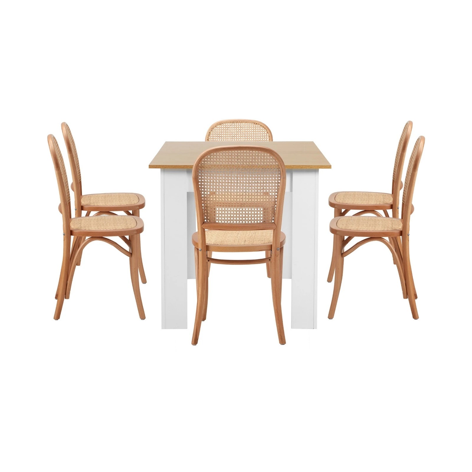 9 Oikiture 160cm Extendable Dining Table with 6PCS Dining Chairs Rattan - Natural, 9 of 9