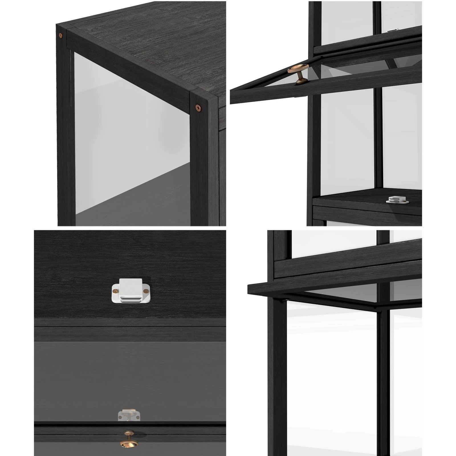 4 Oikiture Display Cabinet Slim Storage 5-tier Shelves Clear Bookcase Rack
 - Black, 4 of 9