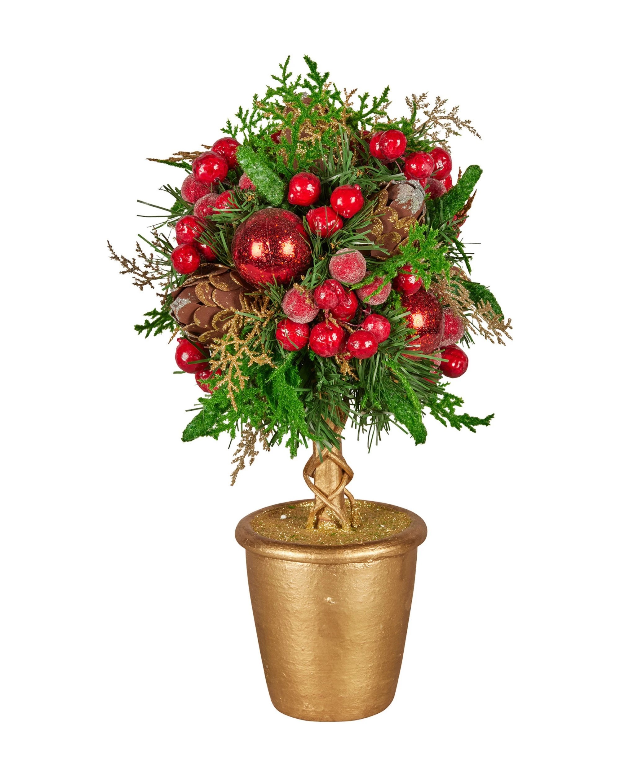 1 Christabelle 36cm Christmas Tabletop Topiary With Berries Baubles And Pine Cones, 1 of 10