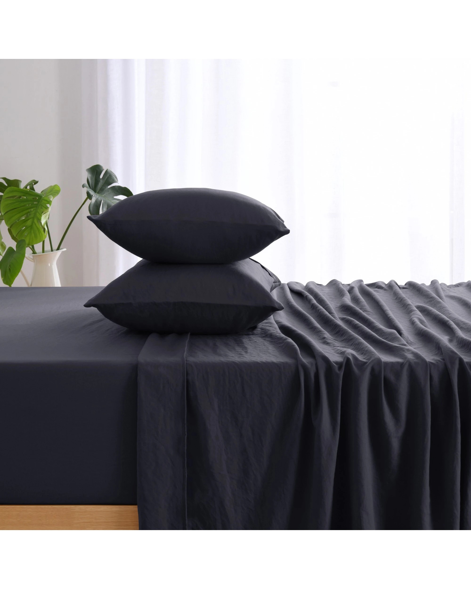 2 Dreamaker Superfine Washed Microfibre Standard Pillowcase Twin Pack - Navy, 2 of 5