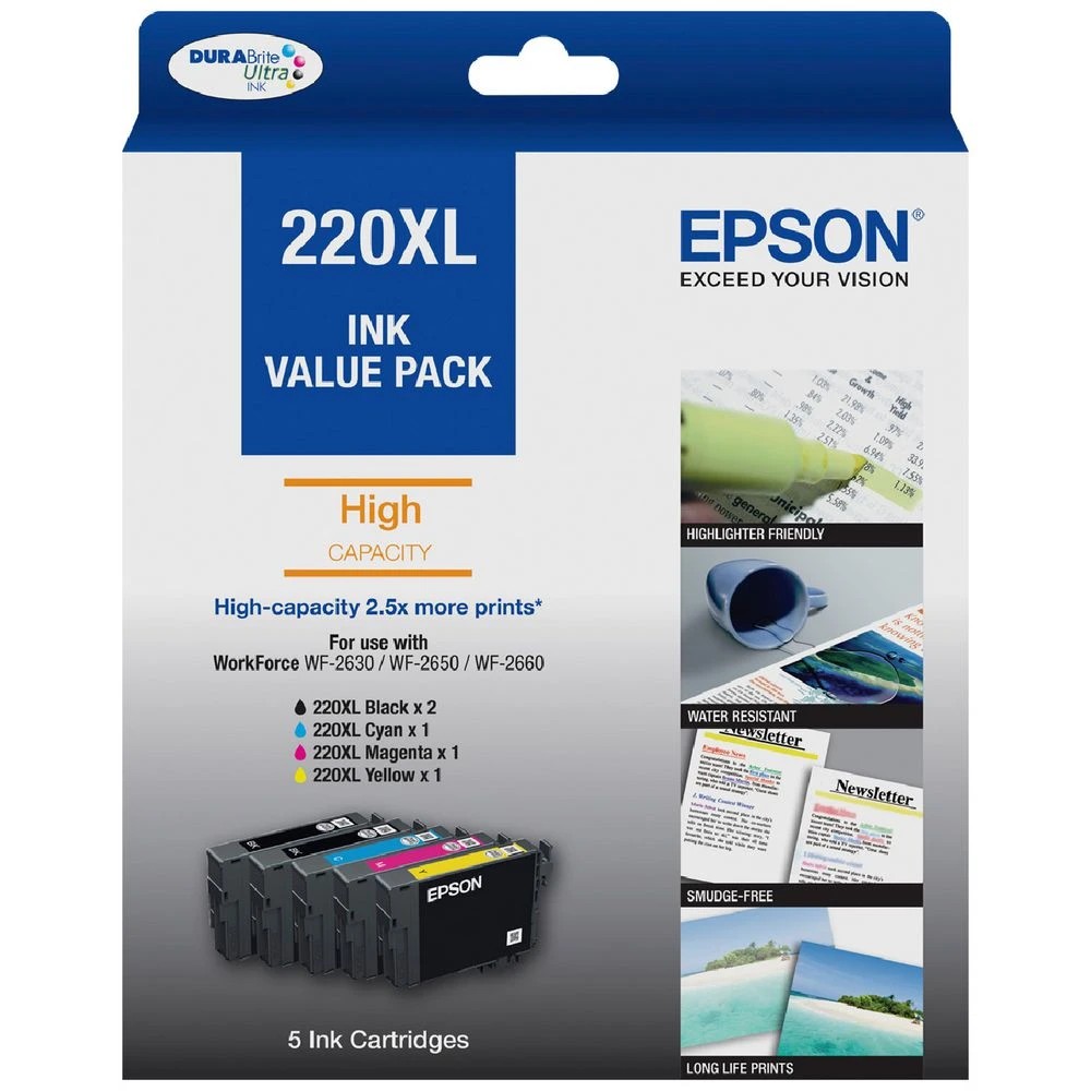 1 Epson 220XL Ink Cartridge 5 Pack, 1 of 2