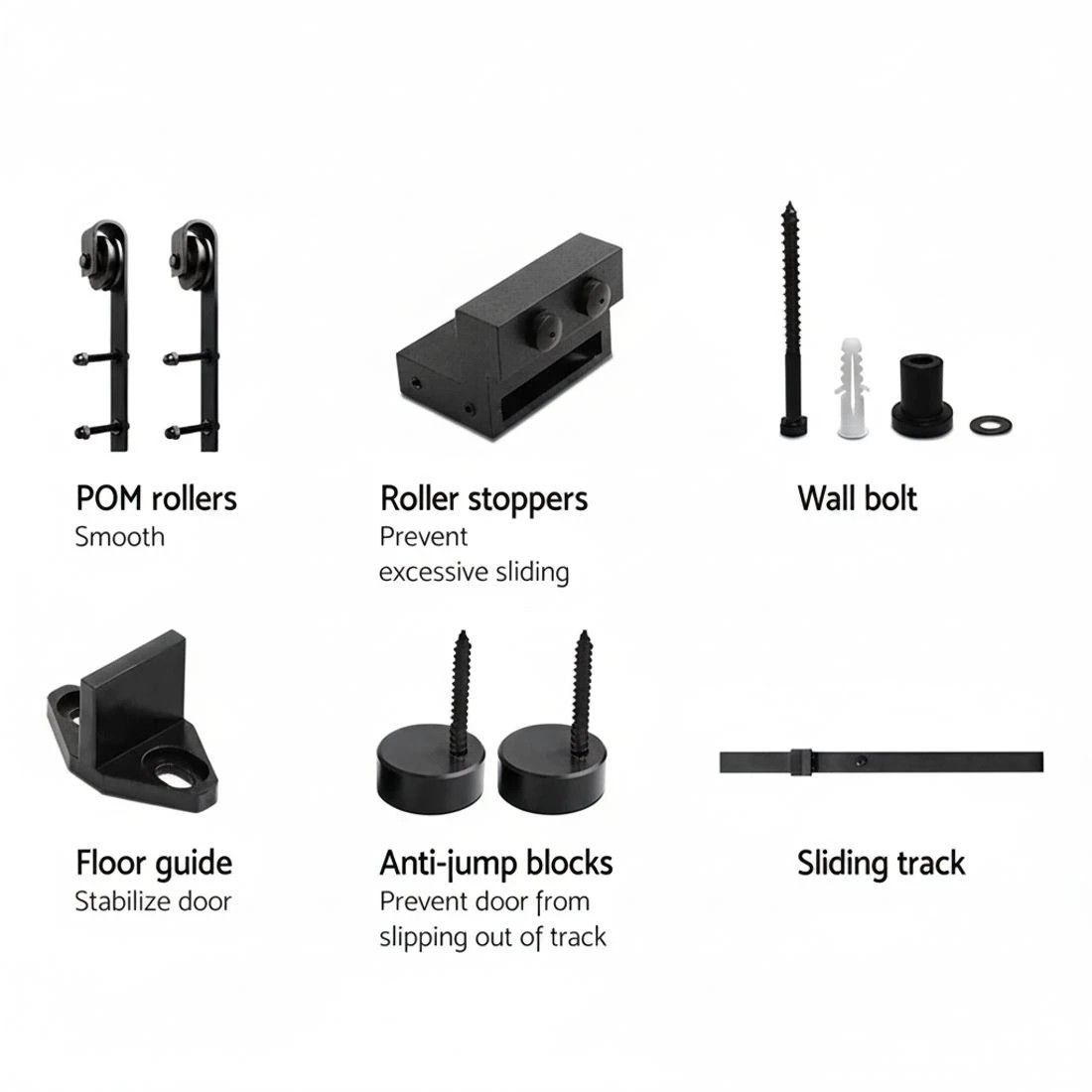 3 Cefito Sliding Barn Door Hardware Track Set 3m - Black, 3 of 7