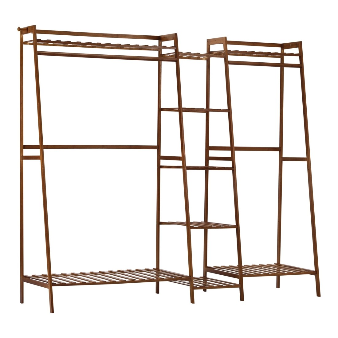5 Oikiture Clothes Rack Open Wardrobe Garment Coat Hanging Rail Bamboo 9 Shelves
 - Natural, 5 of 10