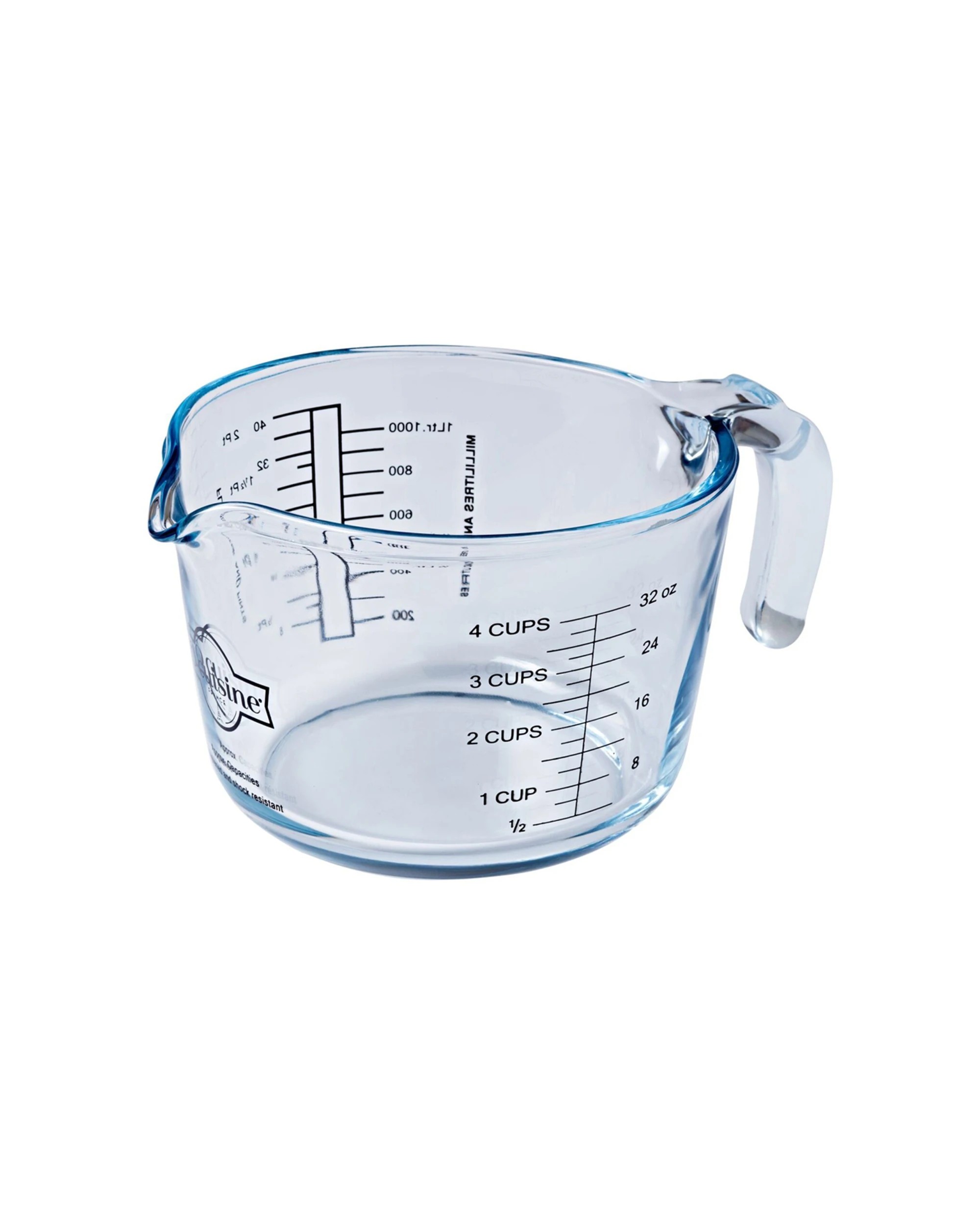 1 Ocuisine Glass 1l Measuring Jug With Handle Kitchen Measuring Tool For Cooking - Plain, 1 of 3