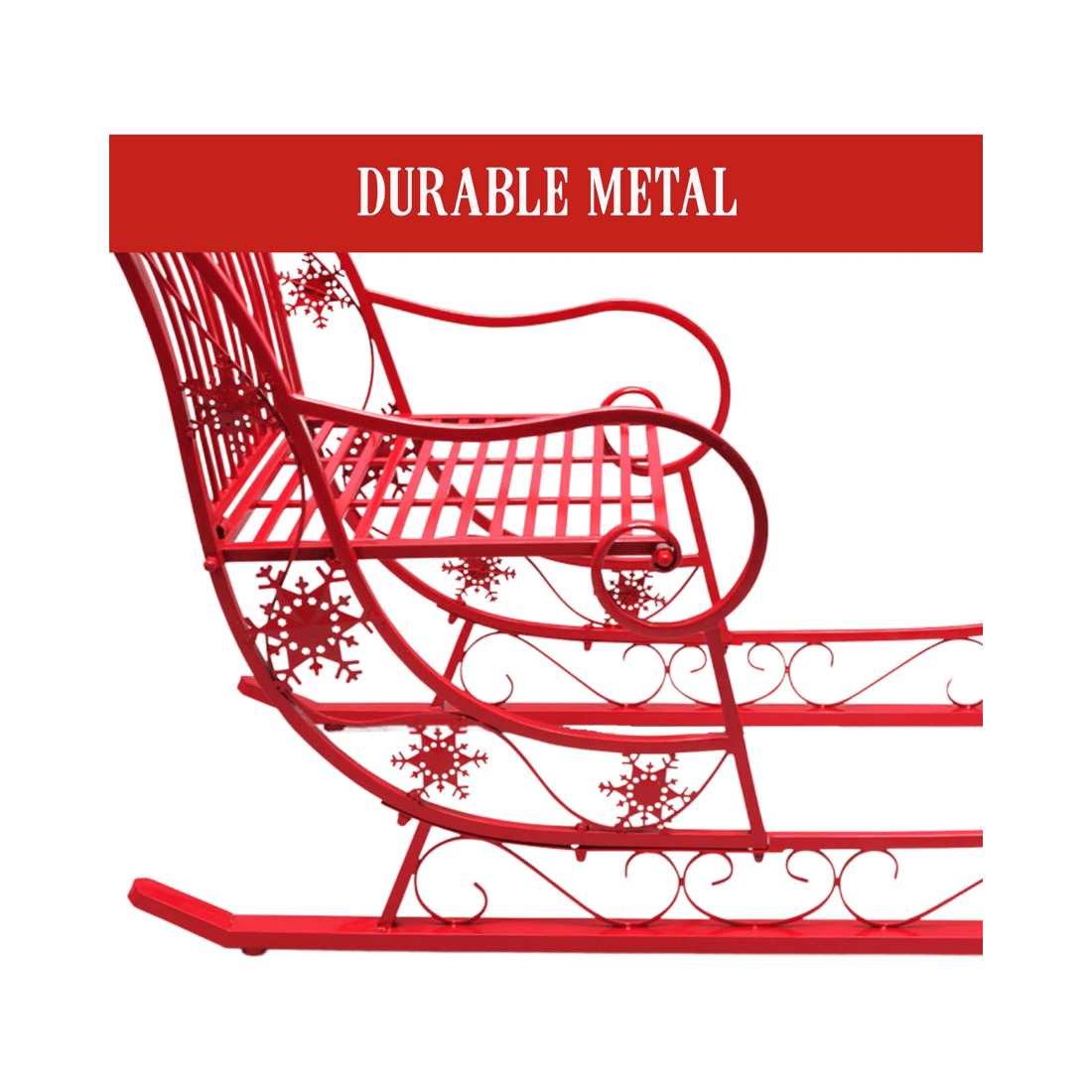 5 Christabelle Christmas Sleigh With Red Finish- Metal 150cm, 5 of 6