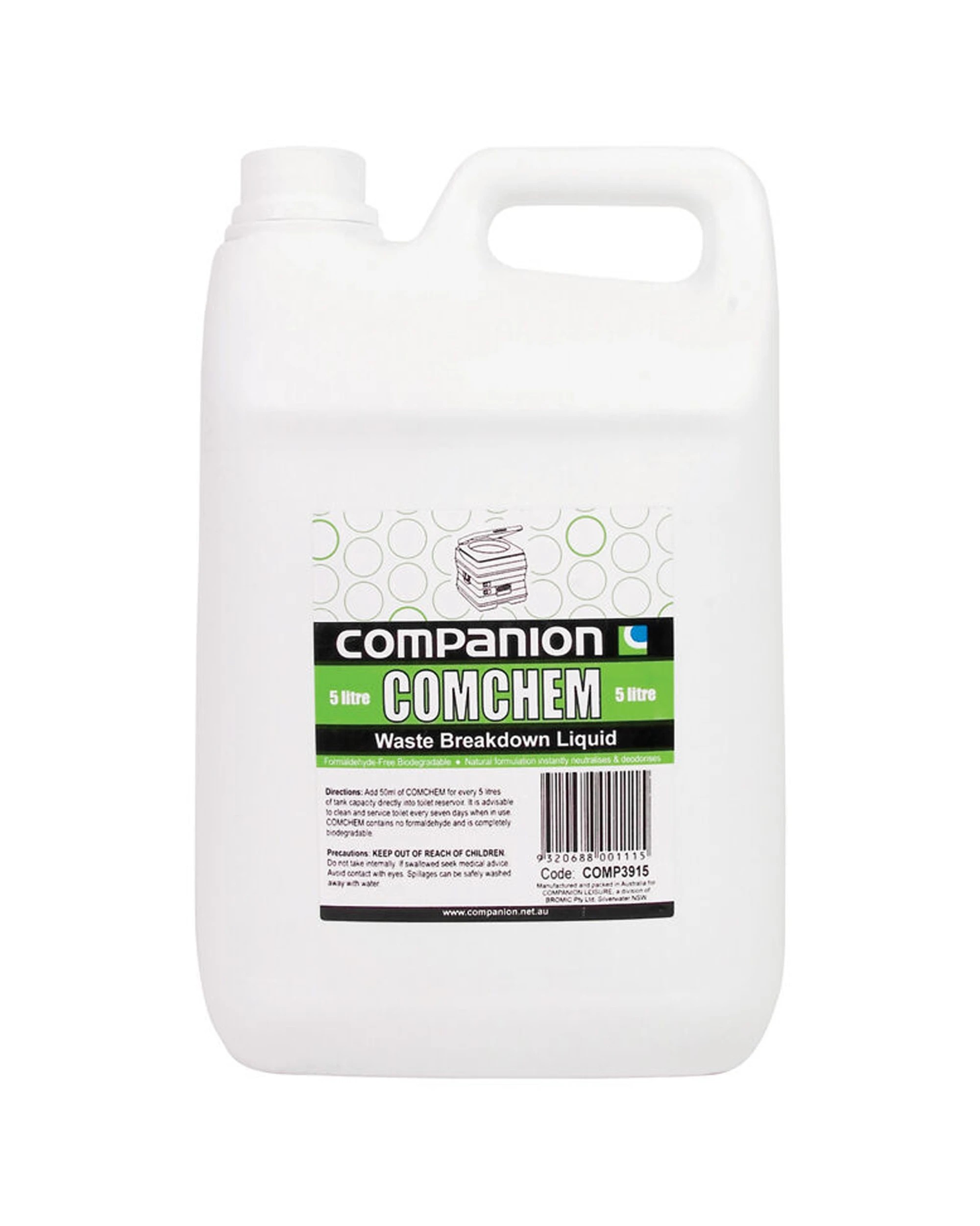 1 Companion Comchem Toilet Chemical Bottom Tank 5L Biodegradable Safe - White, 1 of 1