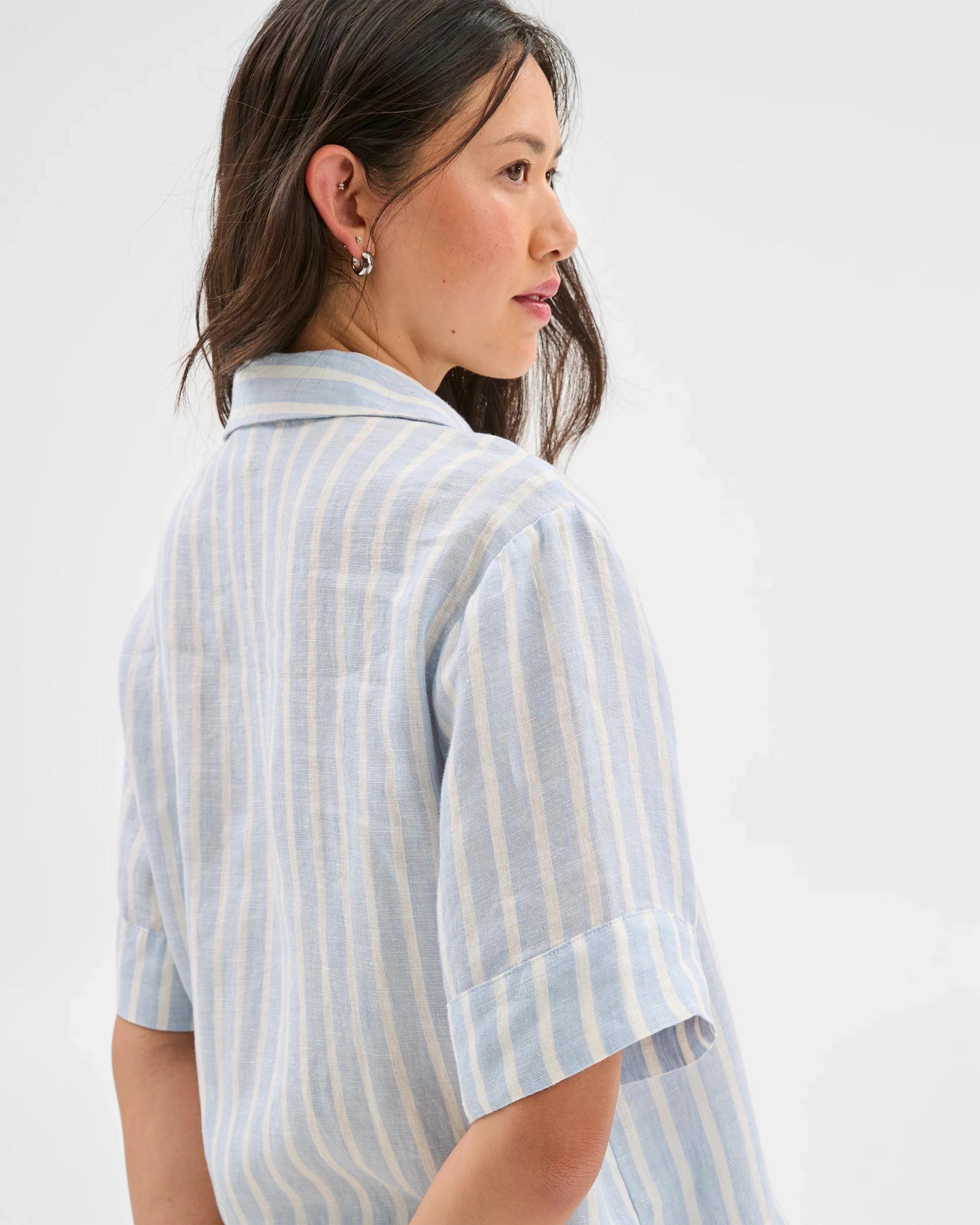 5 Target Woman European Linen Popover Top BLUE / WHITE STRIPE, 5 of 6