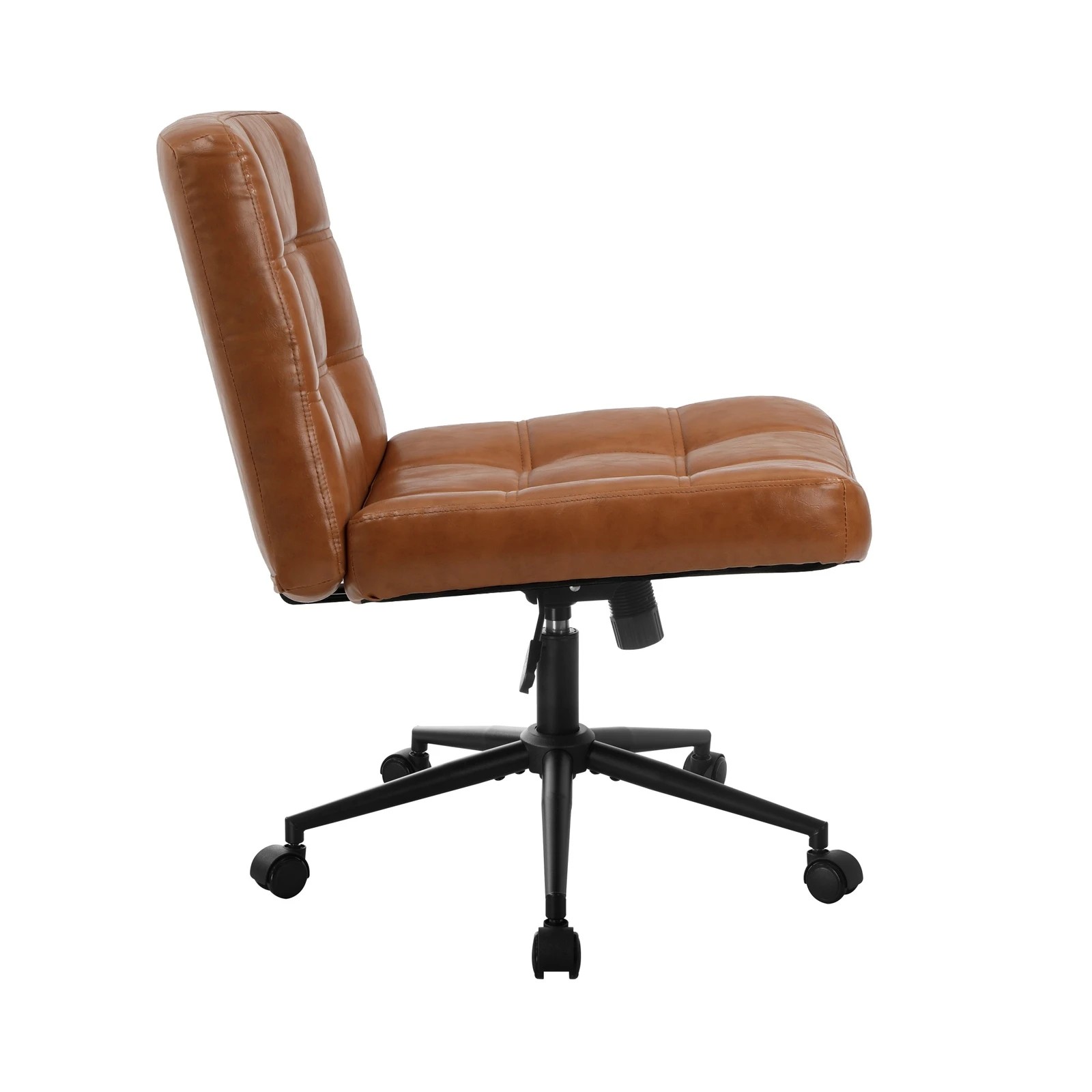 8 Oikiture Armless Office Desk Chair Faux Leather
 - Brown, 8 of 10