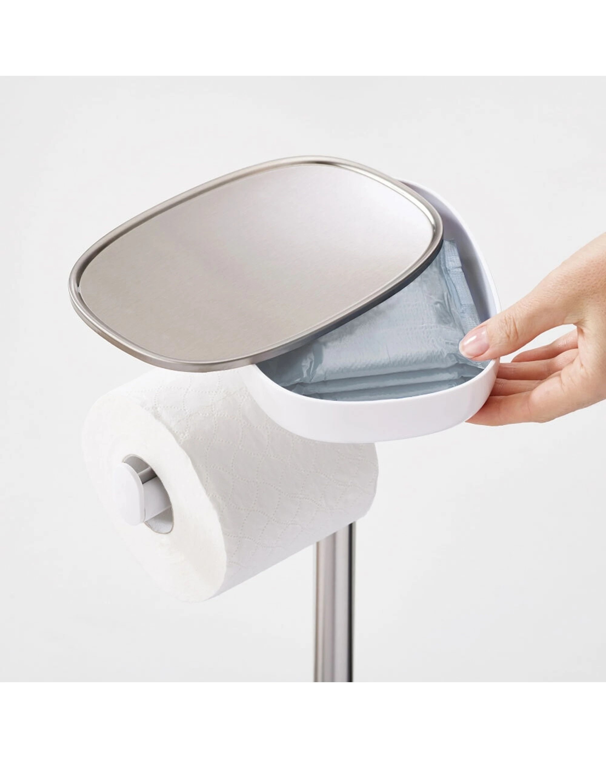 1 Joseph Joseph Easy-Store Toilet Paper Stand Steel Dual-Purpose - Silver, 1 of 7