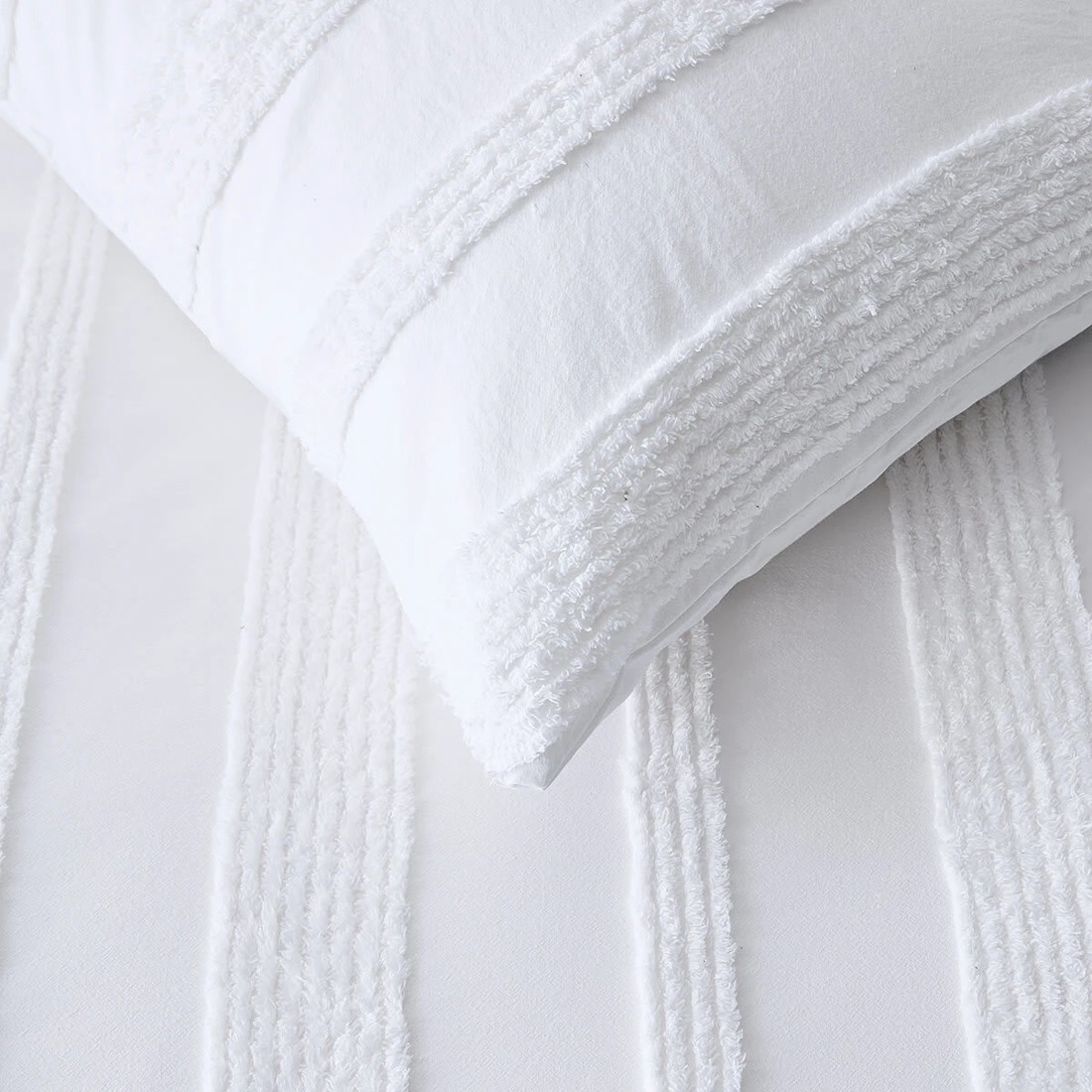 3 Willow Cotton Quilt Cover Set - Super King Bed, White, 3 of 6