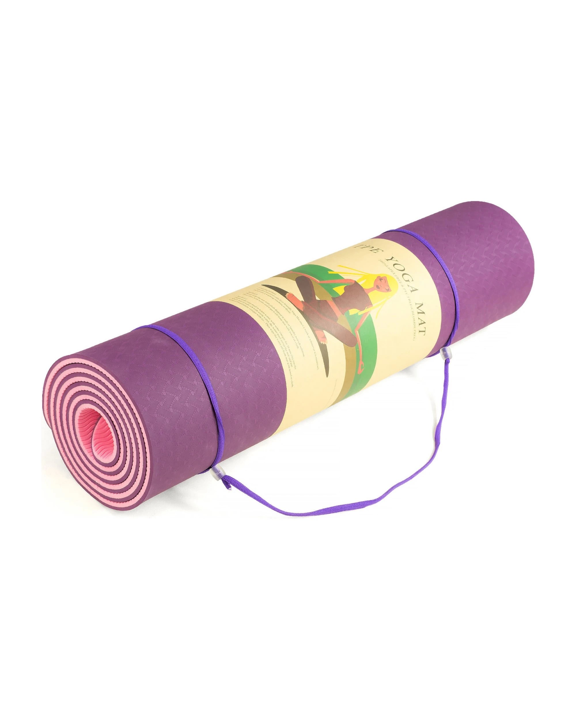 5 Powertrain 8mm Thick Yoga Exercise Mat Home Gym Pilates Fitness Dual Layer TPE - Purple, 5 of 5