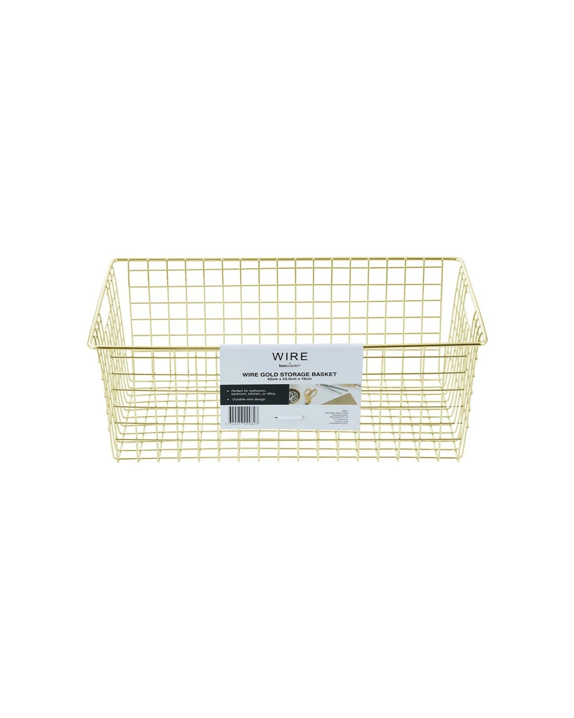 2 Boxsweden 40x15cm Wire Storage Basket Kitchen Bathroom Organiser Container
 - Gold, 2 of 4