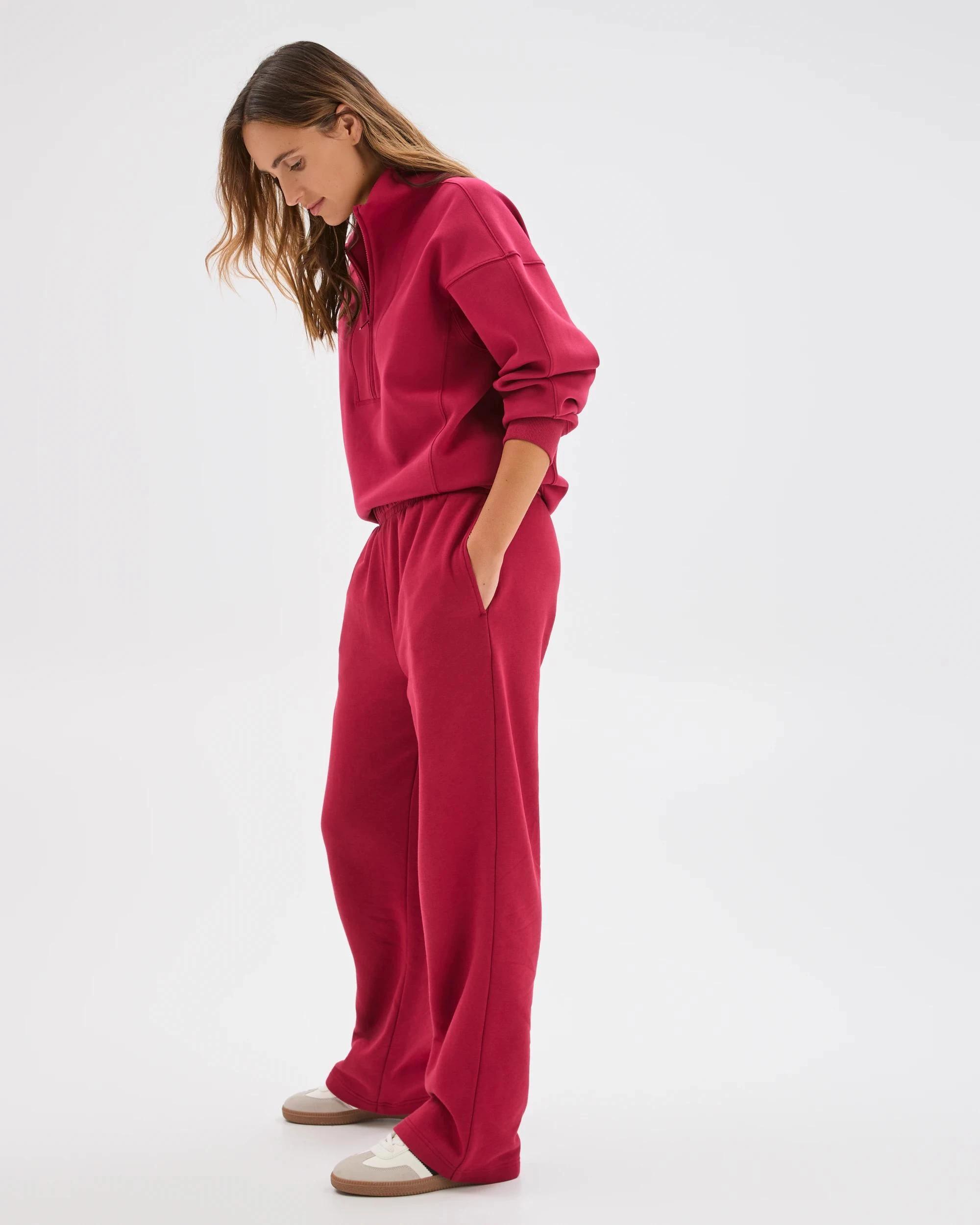 6 Target Active Australian Cotton Blend Straight Leg Fleece Trackpants DARK RED, 6 of 6
