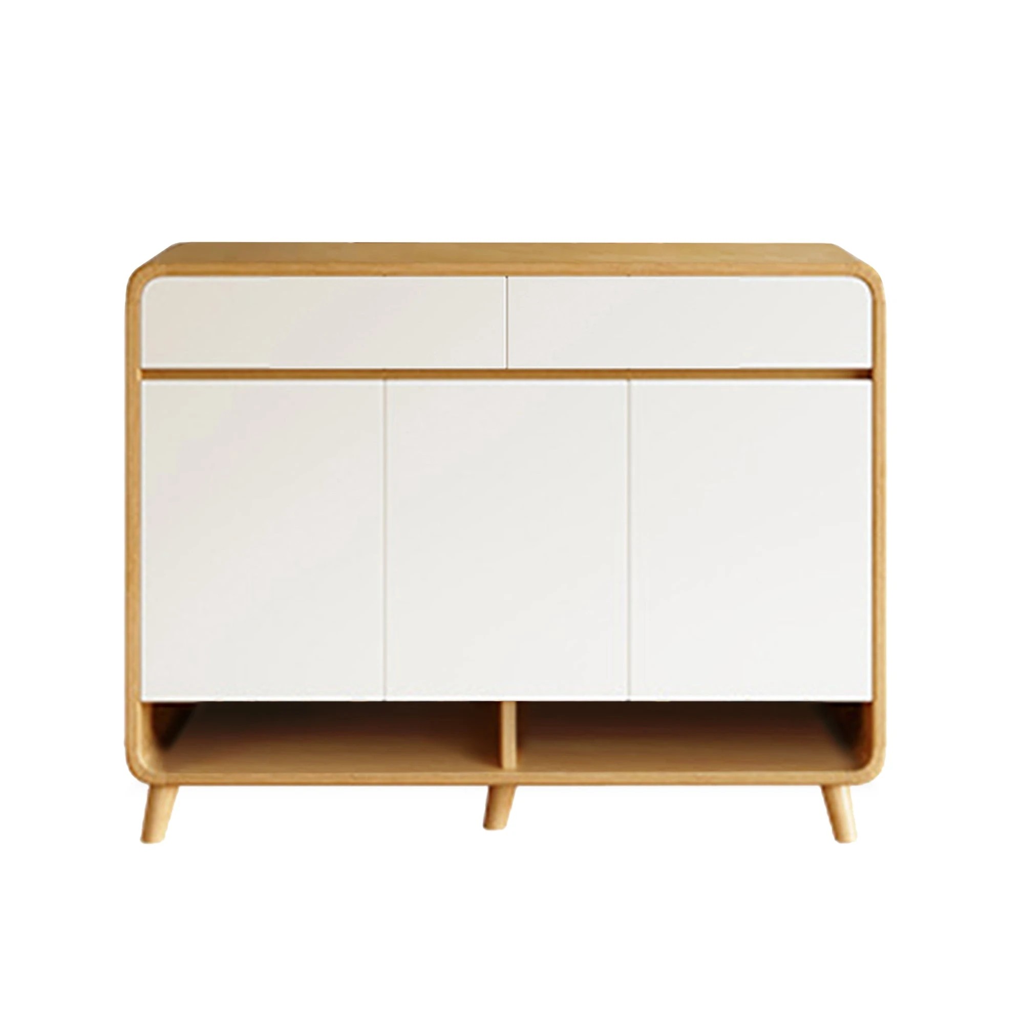 1 Foret Shoe Cabinet Shelf Modern Large Storage Cupboard 2 Drawers 100cm White, 1 of 10