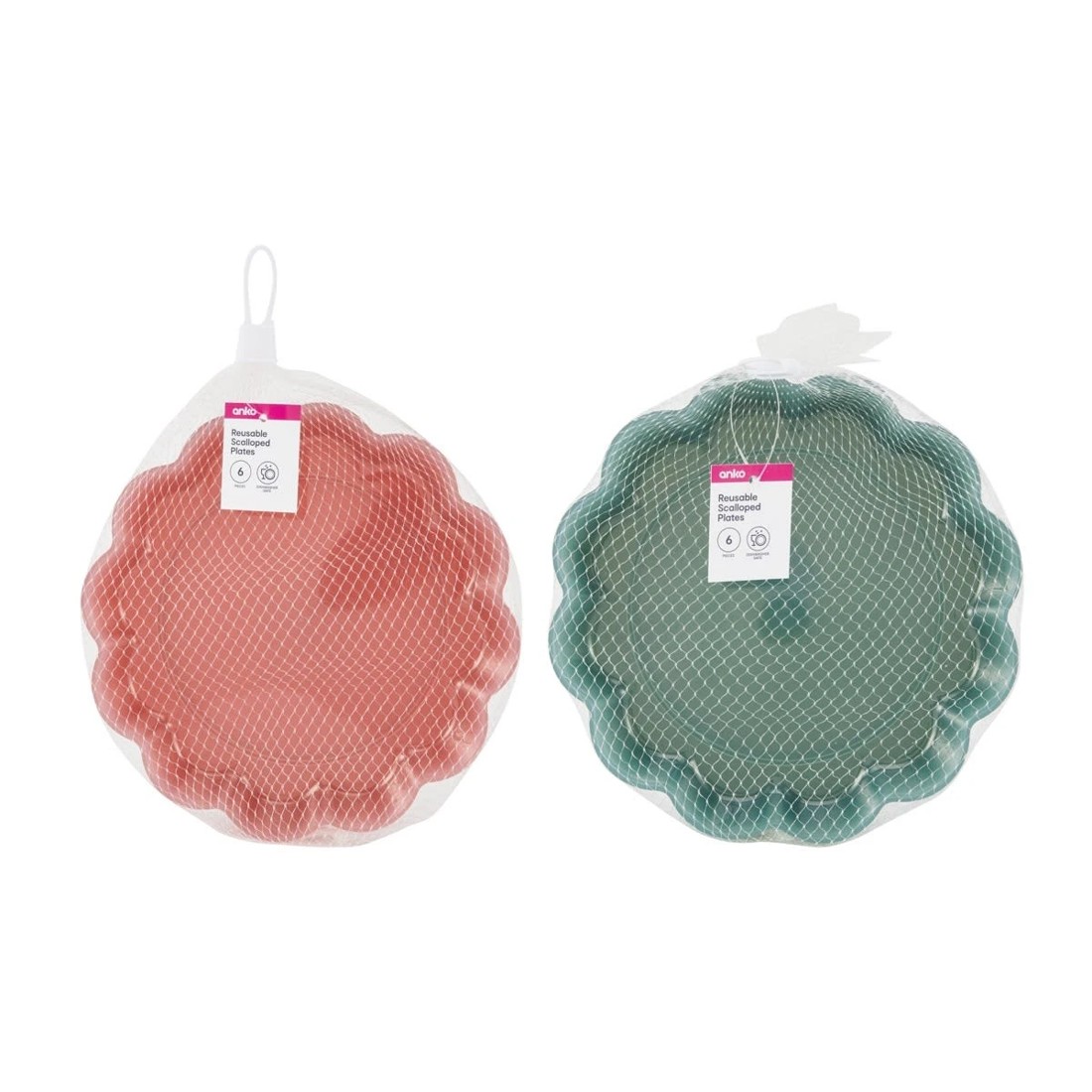 6 6 Piece Reusable Scalloped Plates - Assorted, 6 of 6