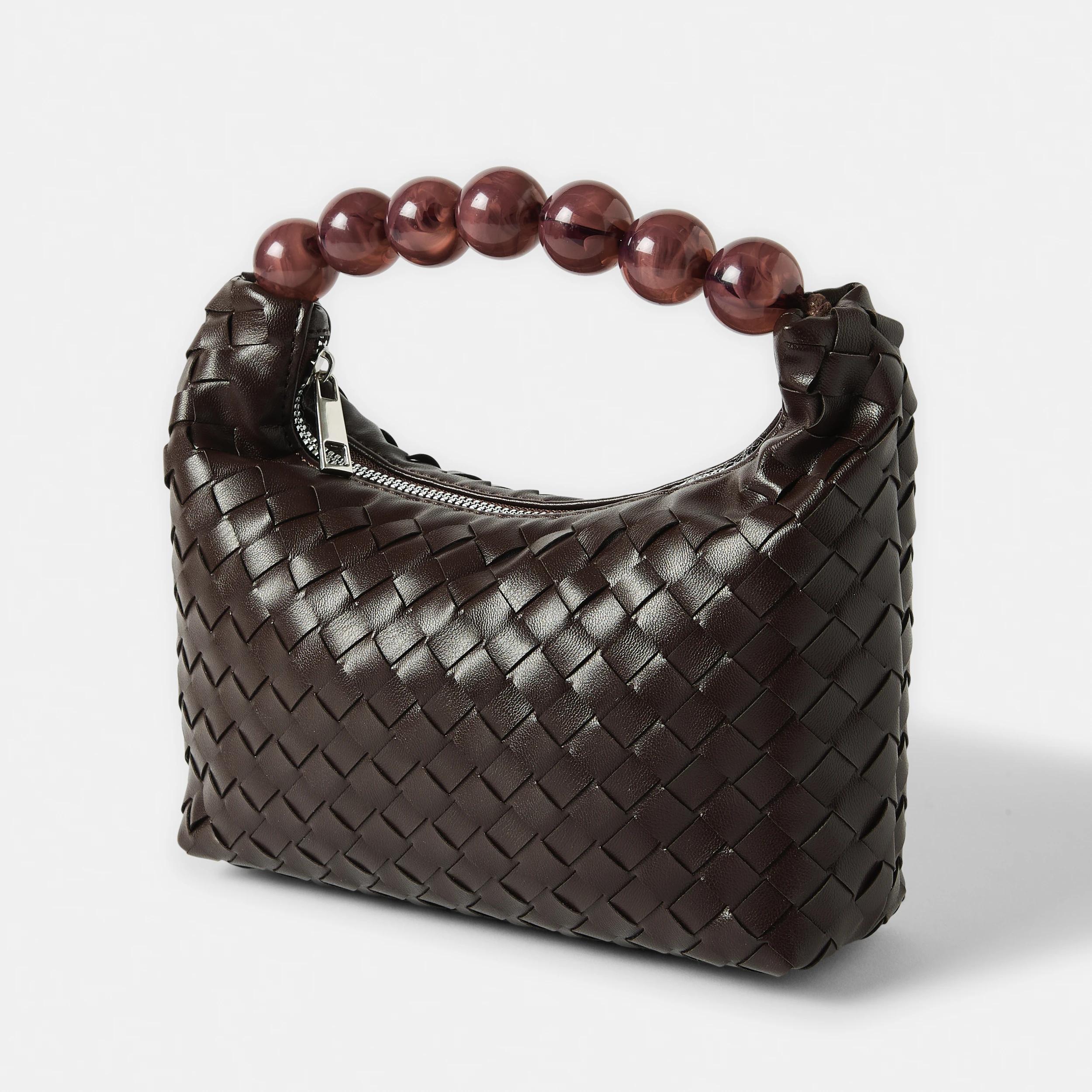 2 Beaded Handle Clutch Choc Plum, 2 of 7