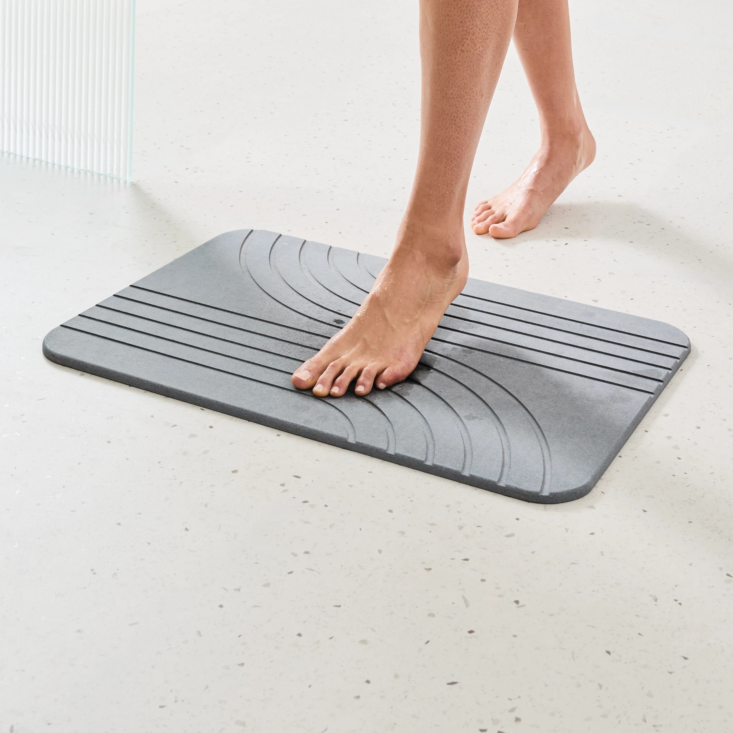 2 Stone Dry Bathmat and Tray Set - Grey, 2 of 4