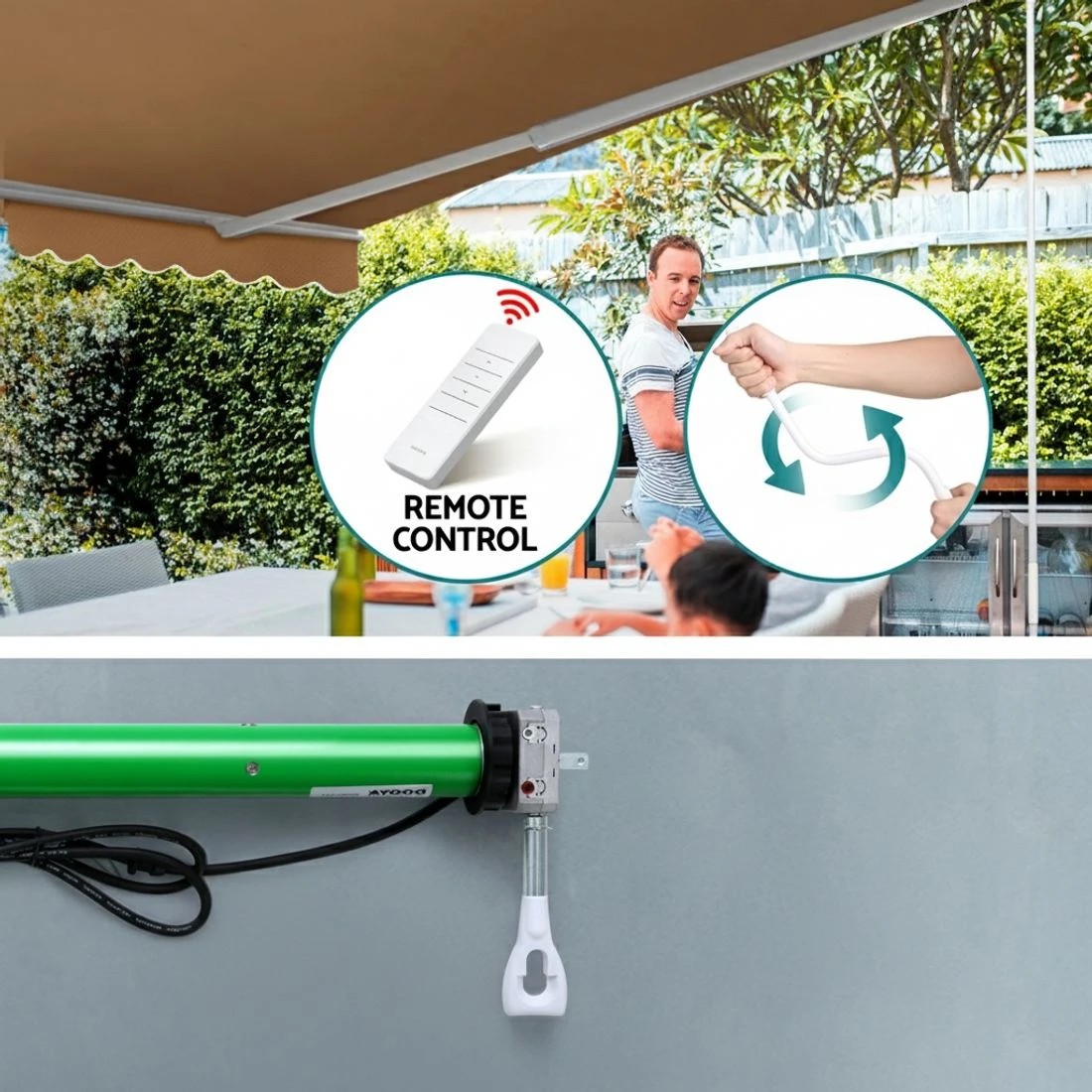 4 Instahut Retractable Folding Arm Awning Motorised Remoter Sunshade 2.5Mx2M - Beige, 4 of 7