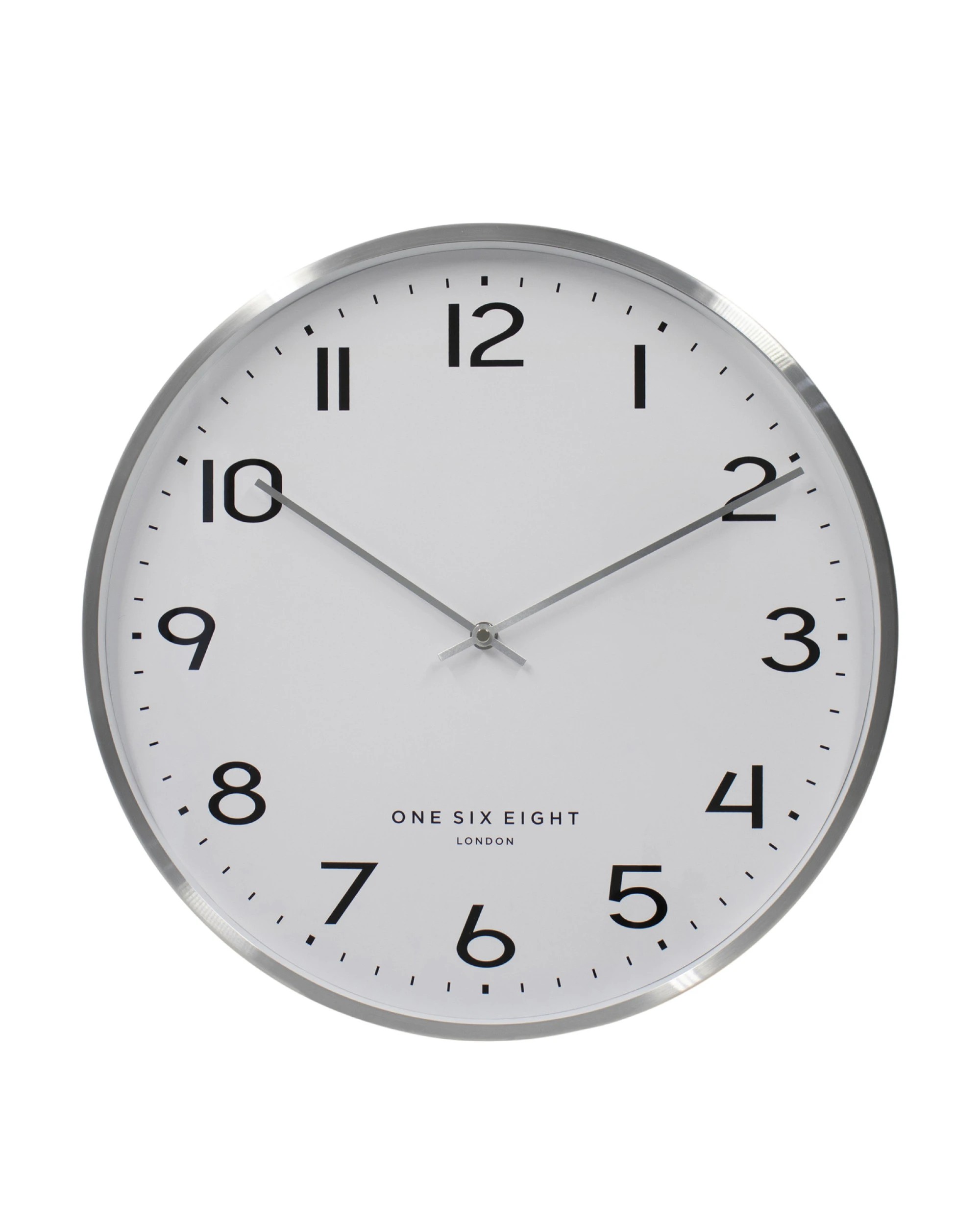1 One Six Eight London Lise Silent Wall Clock - 40cm - Chrome - Silver, 1 of 4