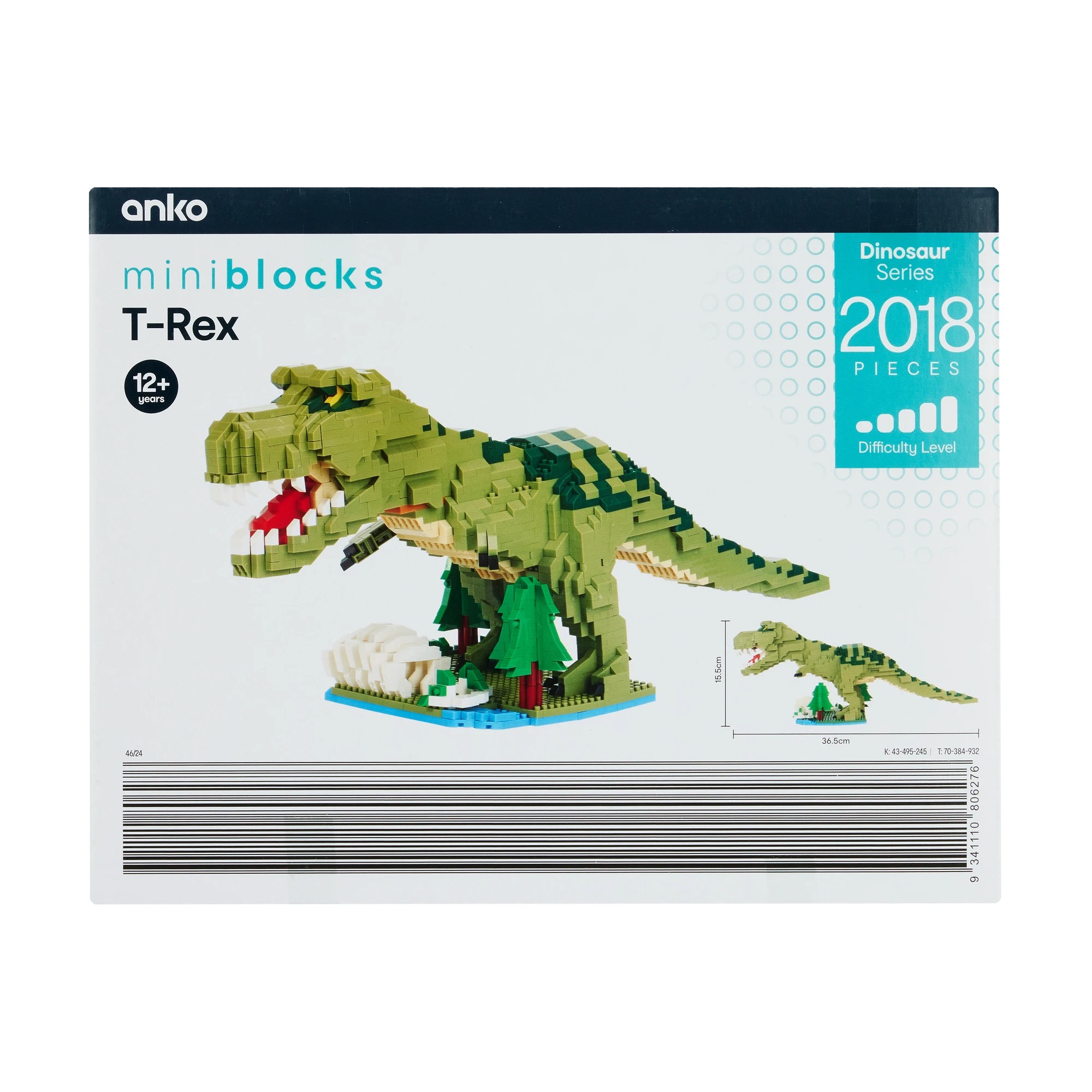2 2018 Piece Mini Blocks Dinosaur Series: T-Rex, 2 of 3