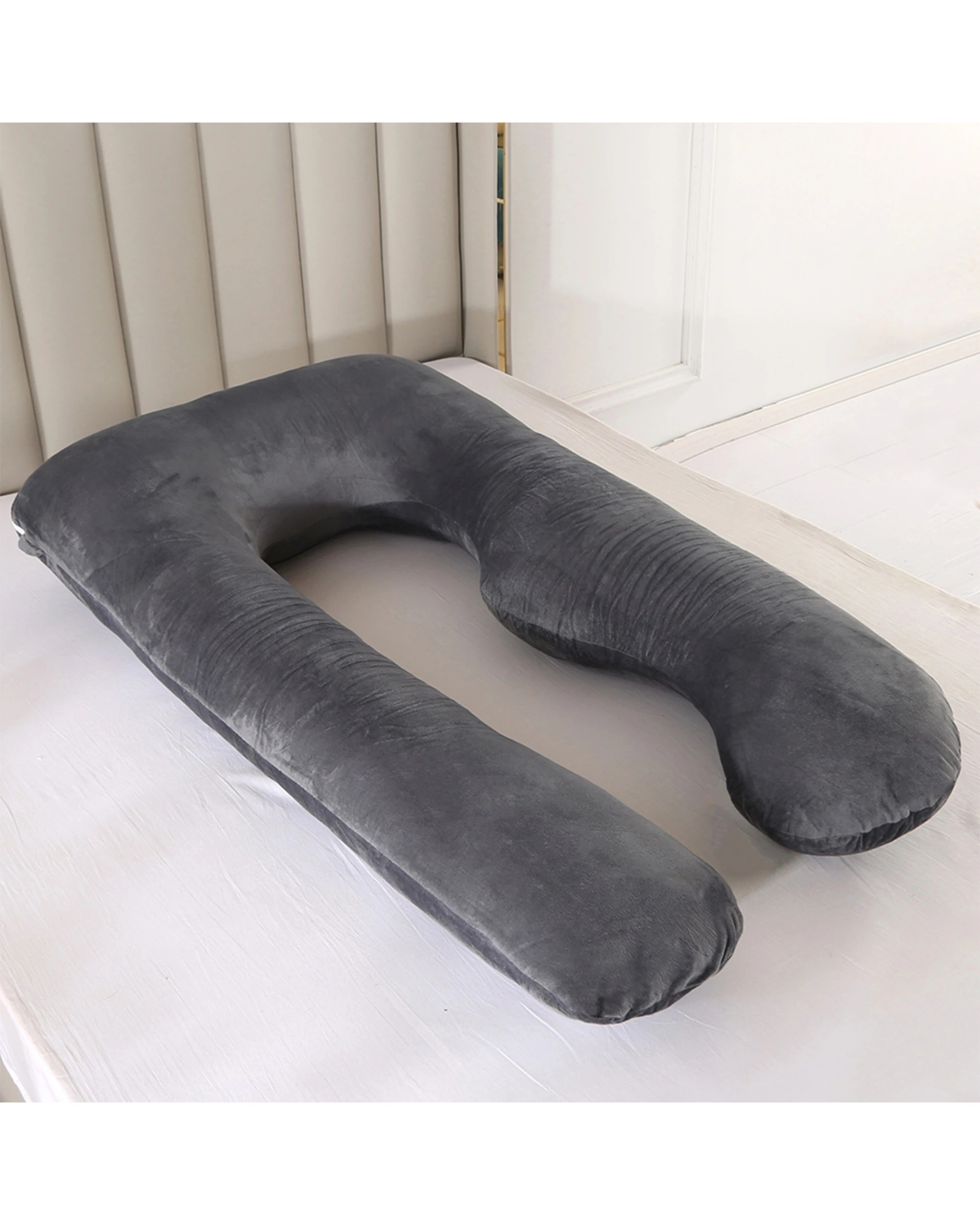 1 Advwin Pregnancy Pillow Full Body Support Maternity Pillow U Shaped, Dark Grey, 1 of 4