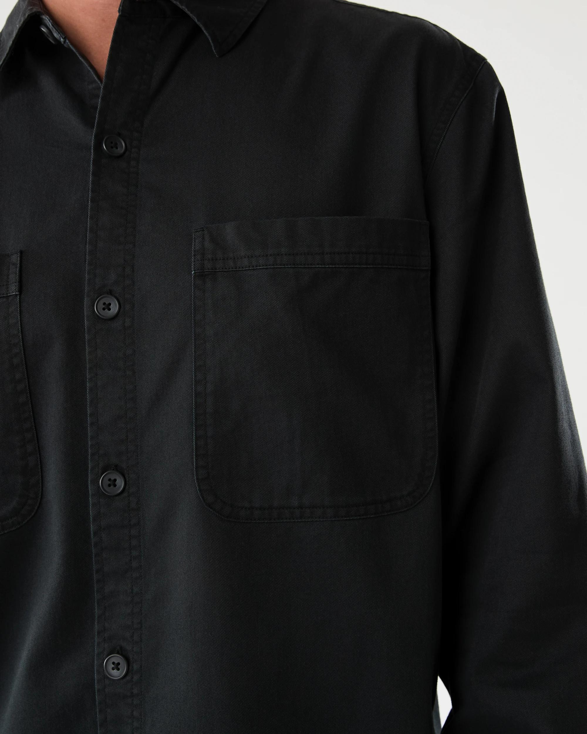 6 Long Sleeve Twill Overshirt Black, 6 of 7