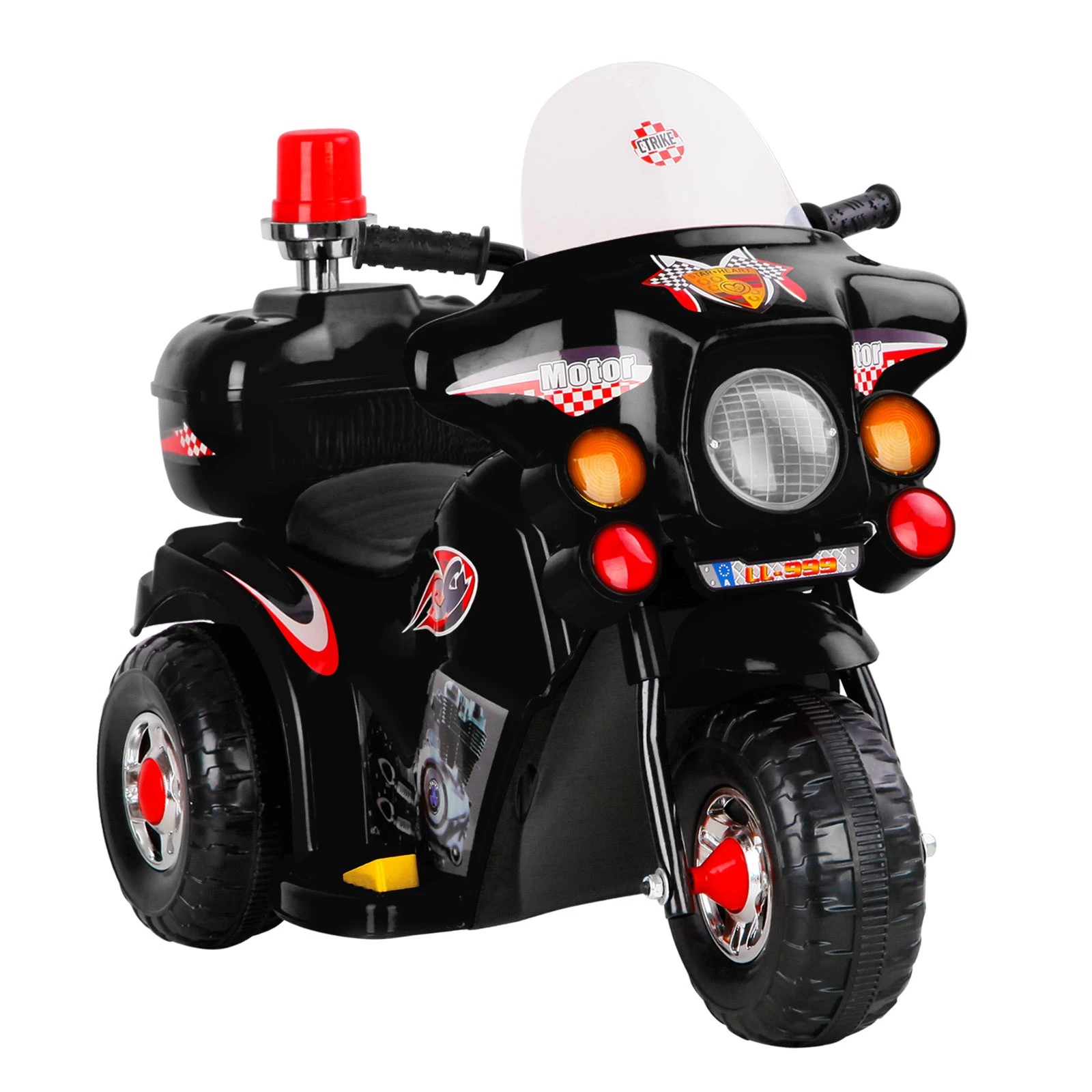 1 Rigo Kids Electric Ride On Police Motorcycle Motorbike 6V Battery - Black, 1 of 8