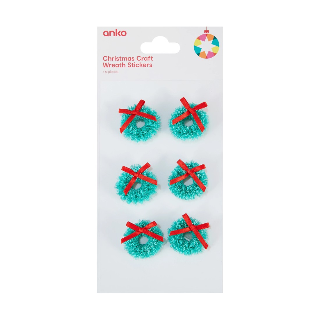 1 Christmas Craft Wreath Stickers 6 Piece, 1 of 3