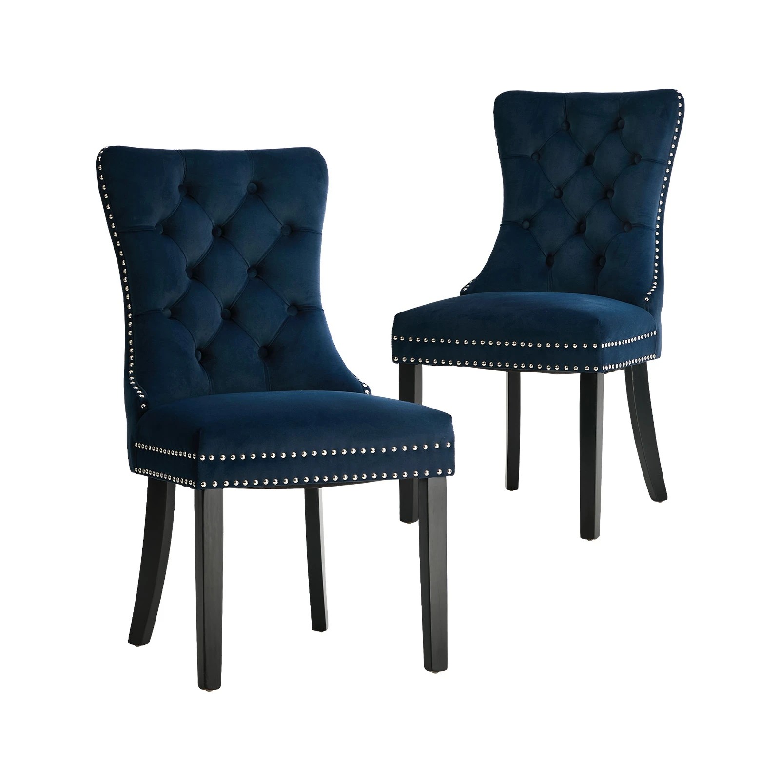6 Oikiture 4x Velvet Dining Chairs Upholstered French Provincial Tufted - Blue, 6 of 10