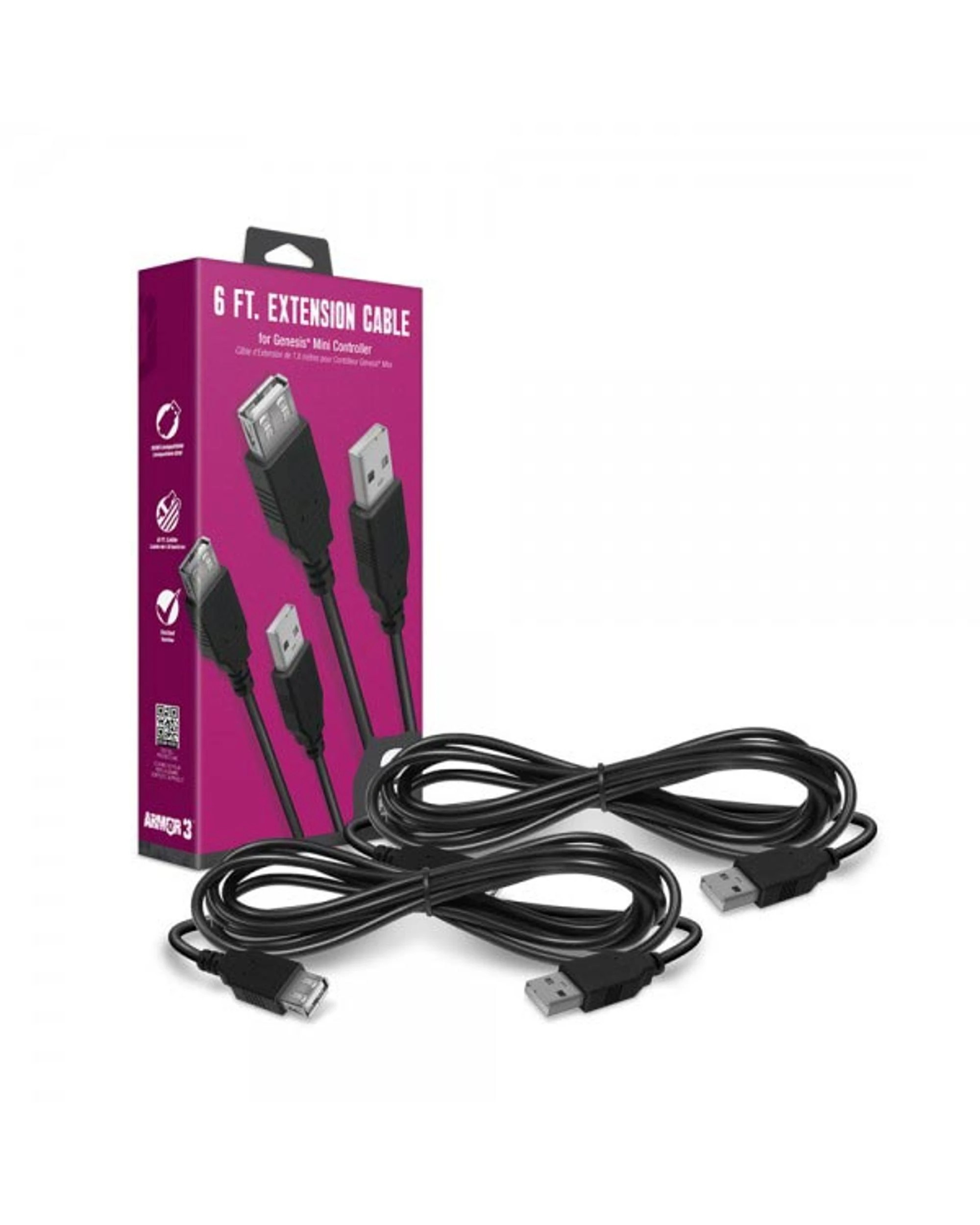1 Armor3 6ft Extension Cable for Sega Mega Drive Mini 2 Pack, 1 of 3