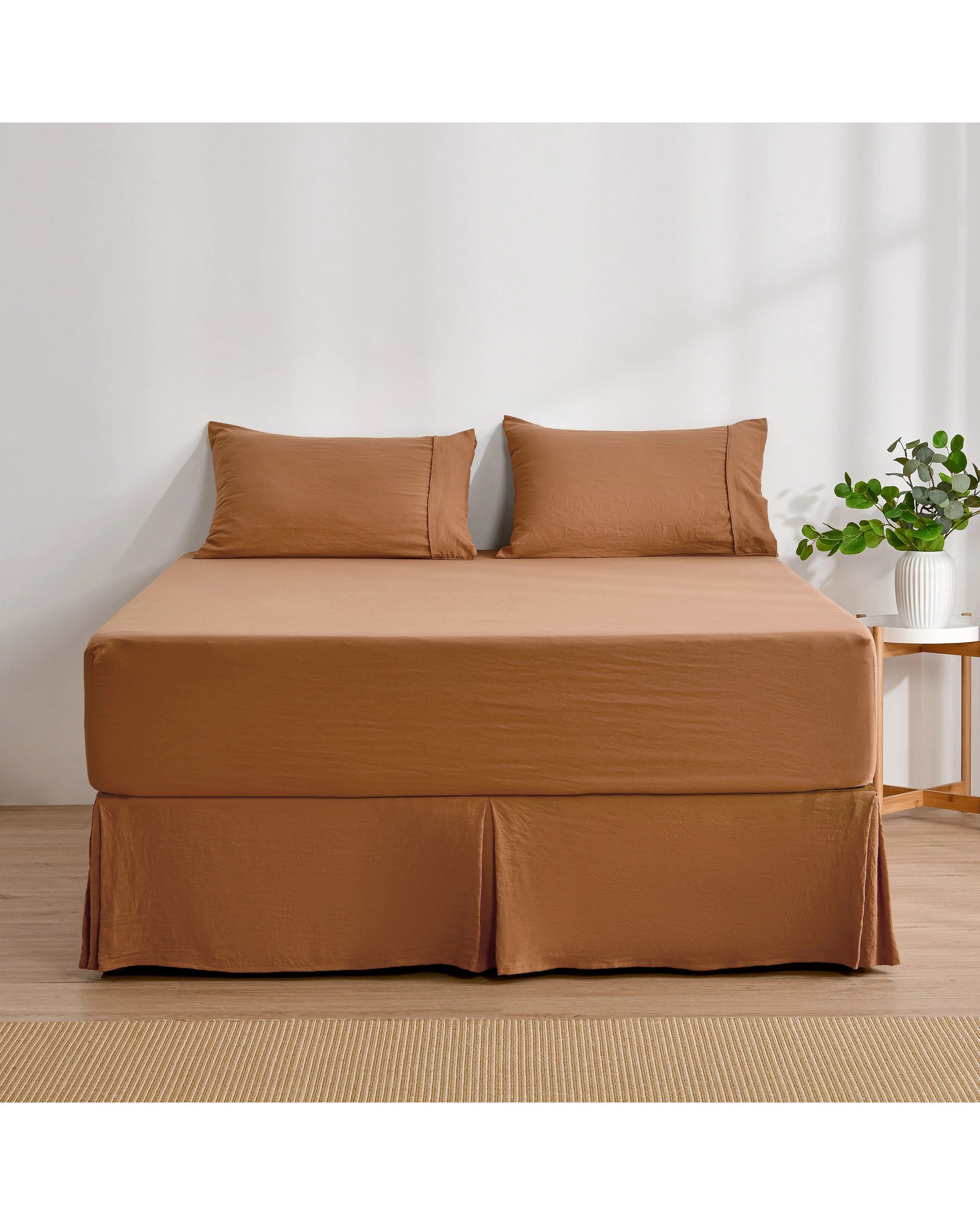 2 Dreamaker Superfine Washed Microfibre Pleated Valance - Queen Bed - Rust, 2 of 9