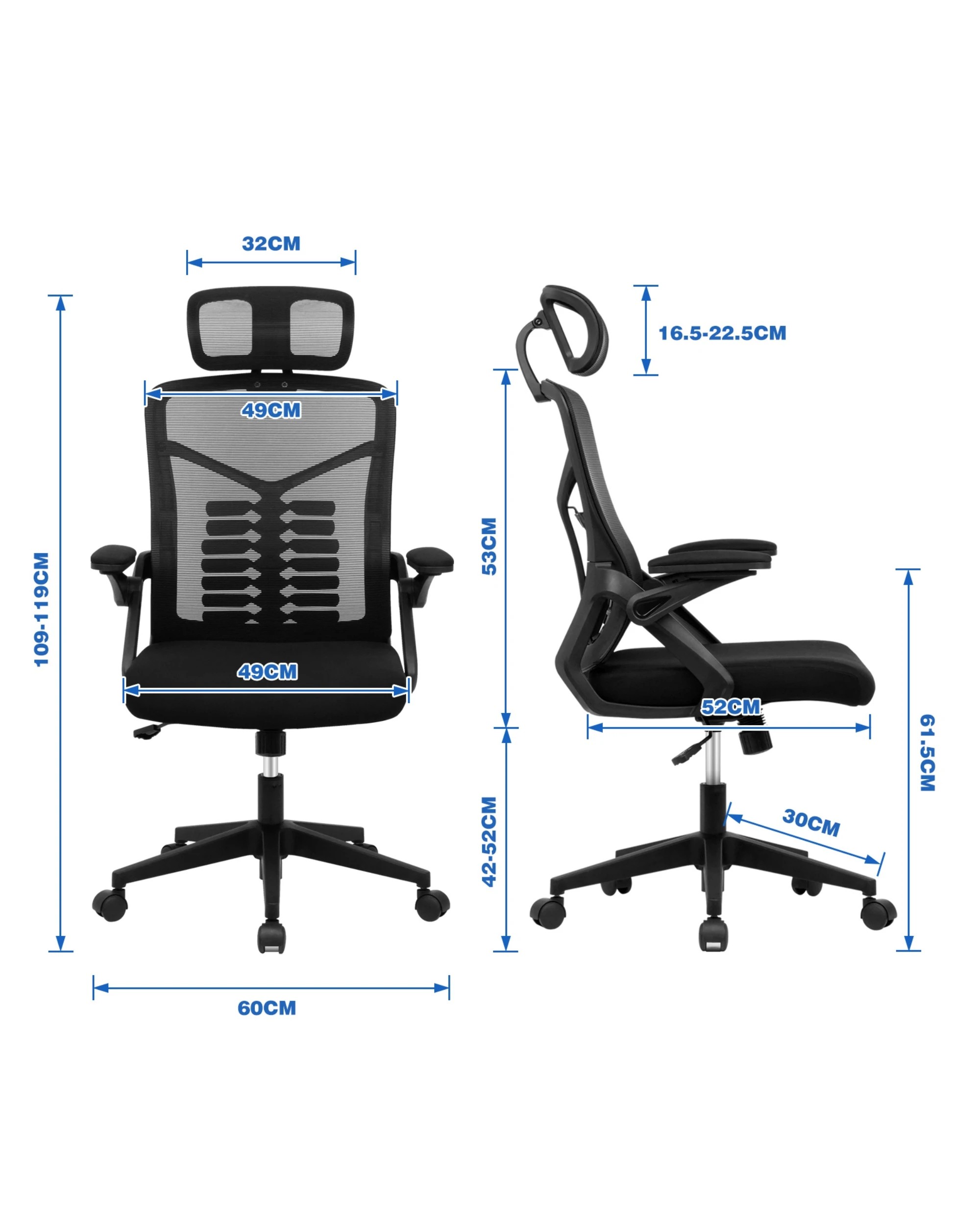 6 Advwin Ergonomic Mesh Office Chair Flip-up Armrest - Black, 6 of 8