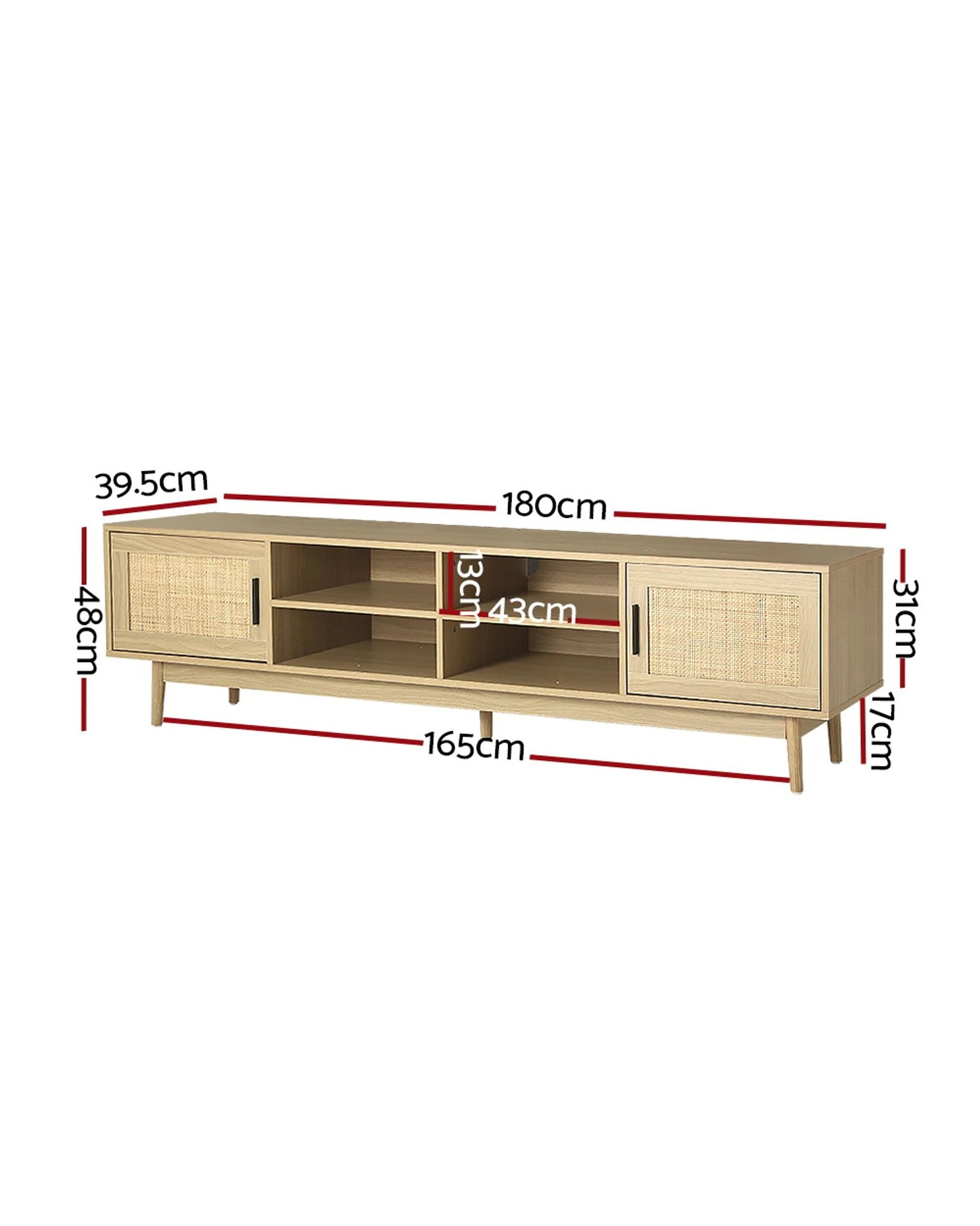 2 Artiss TV Cabinet Entertainment Unit 180cm - Natural, 2 of 8