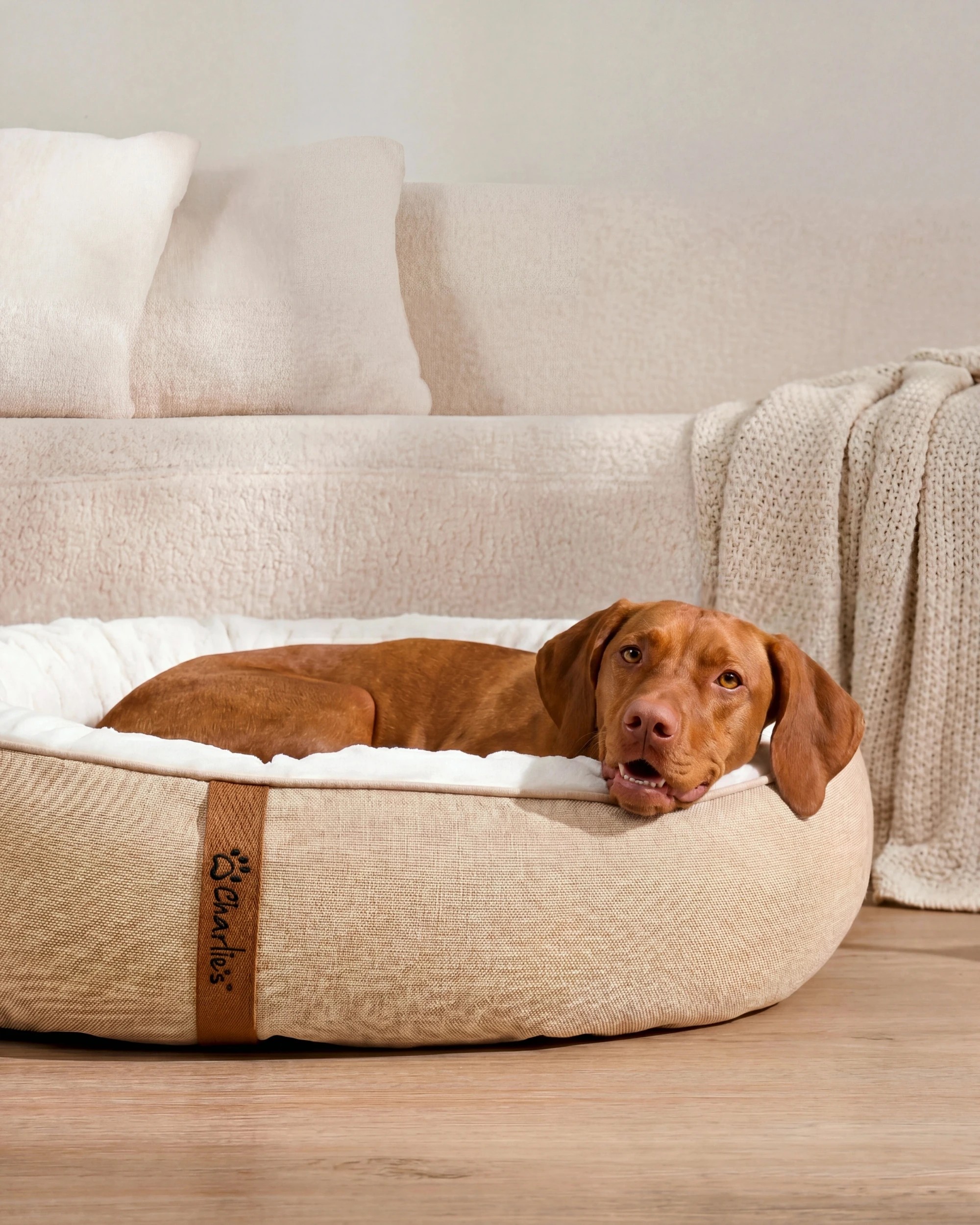 7 Charlie's Camden Cotton Jute Plush Round Dog Bed Large - Natural, 7 of 10