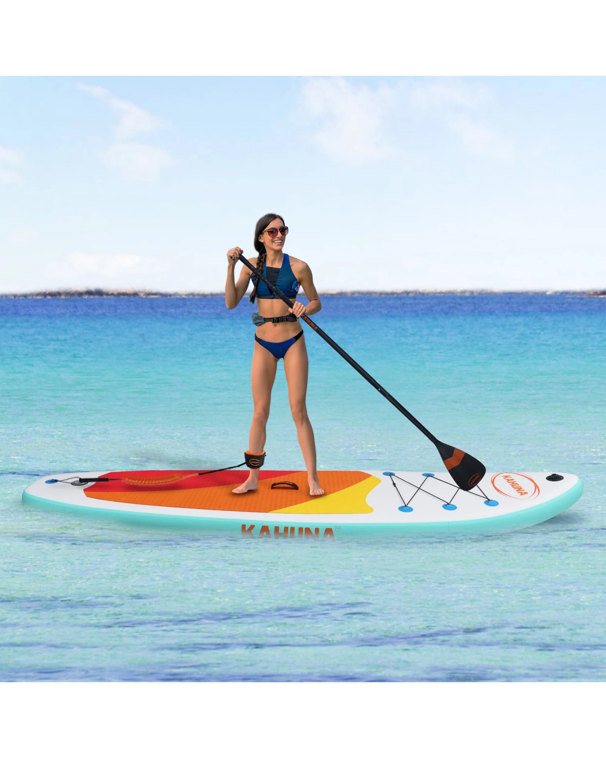 6 Kahuna Hana Inflatable Stand Up Paddle Board 11FT SUP Paddleboard with oump - White, 6 of 9